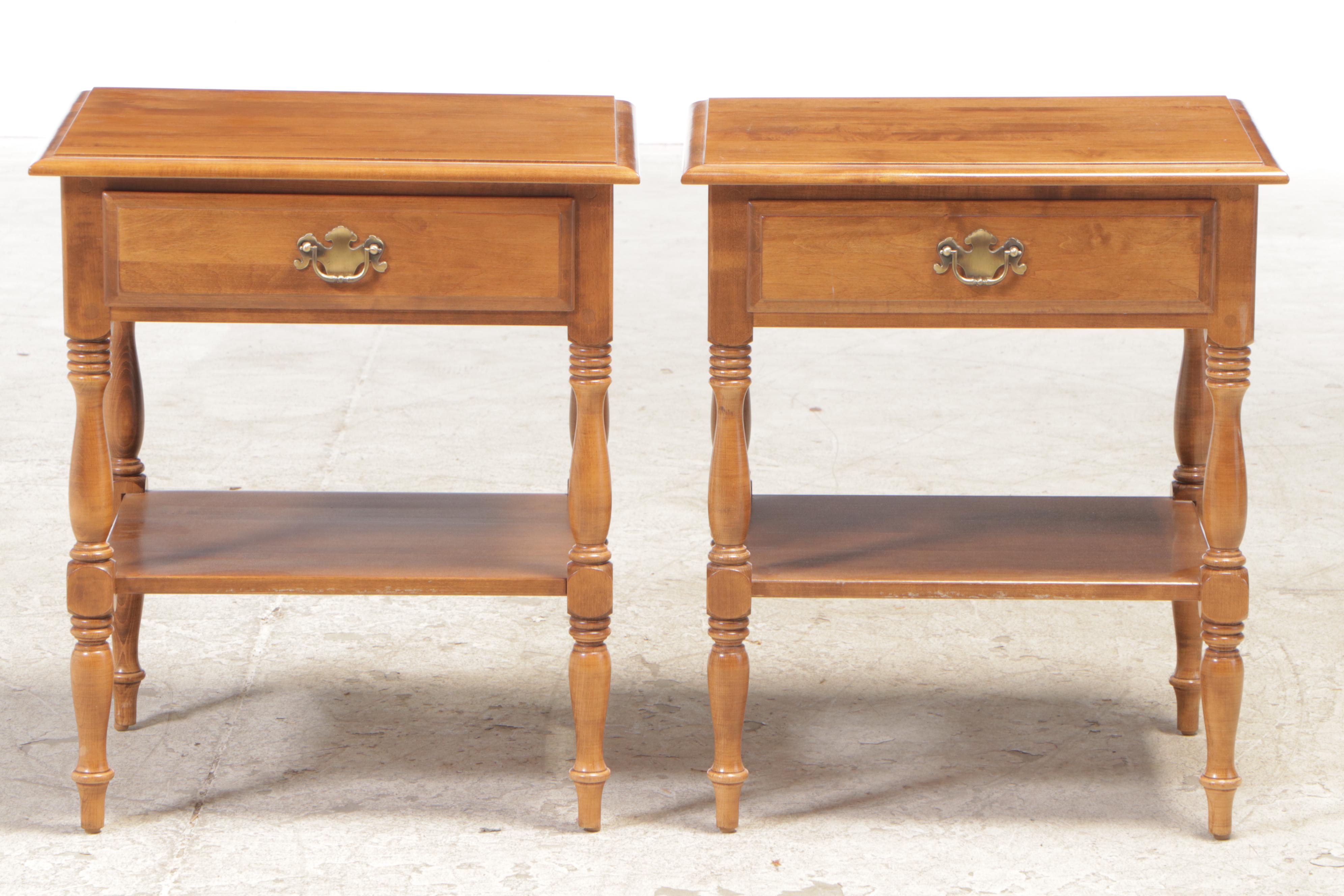 Pair of Ethan Allen Federal Style Maple Nightstands, Late 20th Century