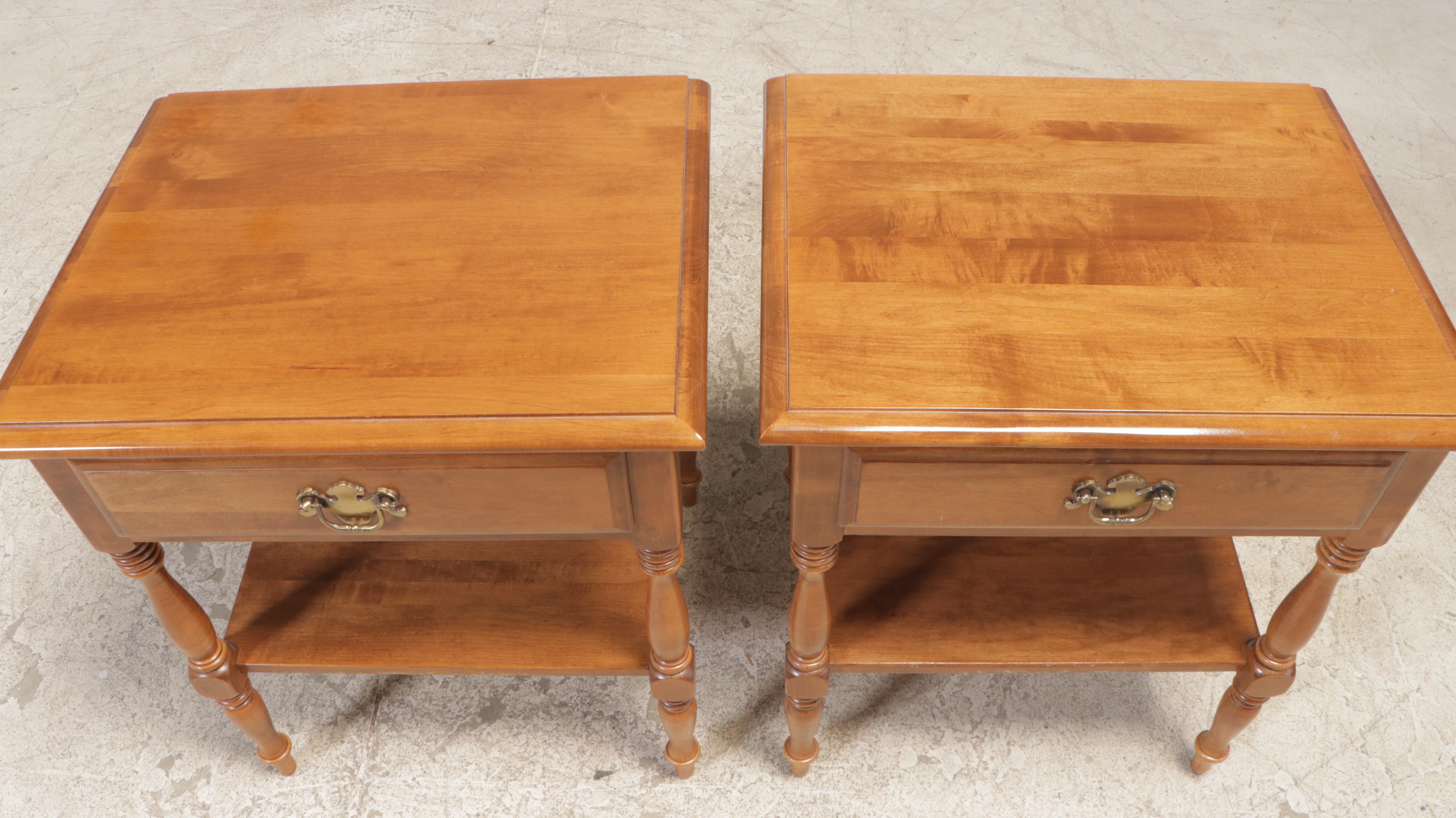 Pair of Ethan Allen Federal Style Maple Nightstands, Late 20th Century