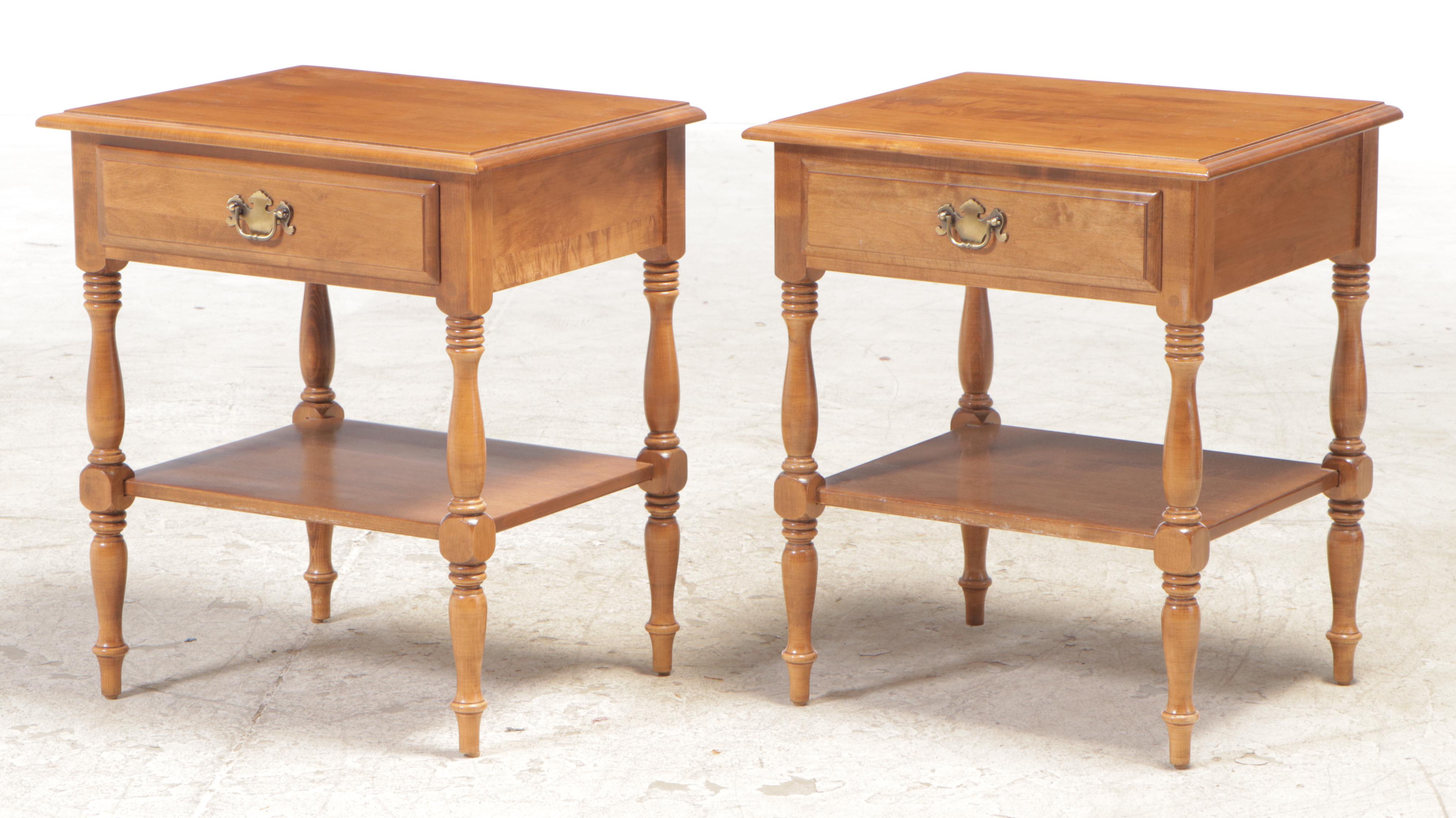 Pair of Ethan Allen Federal Style Maple Nightstands, Late 20th Century