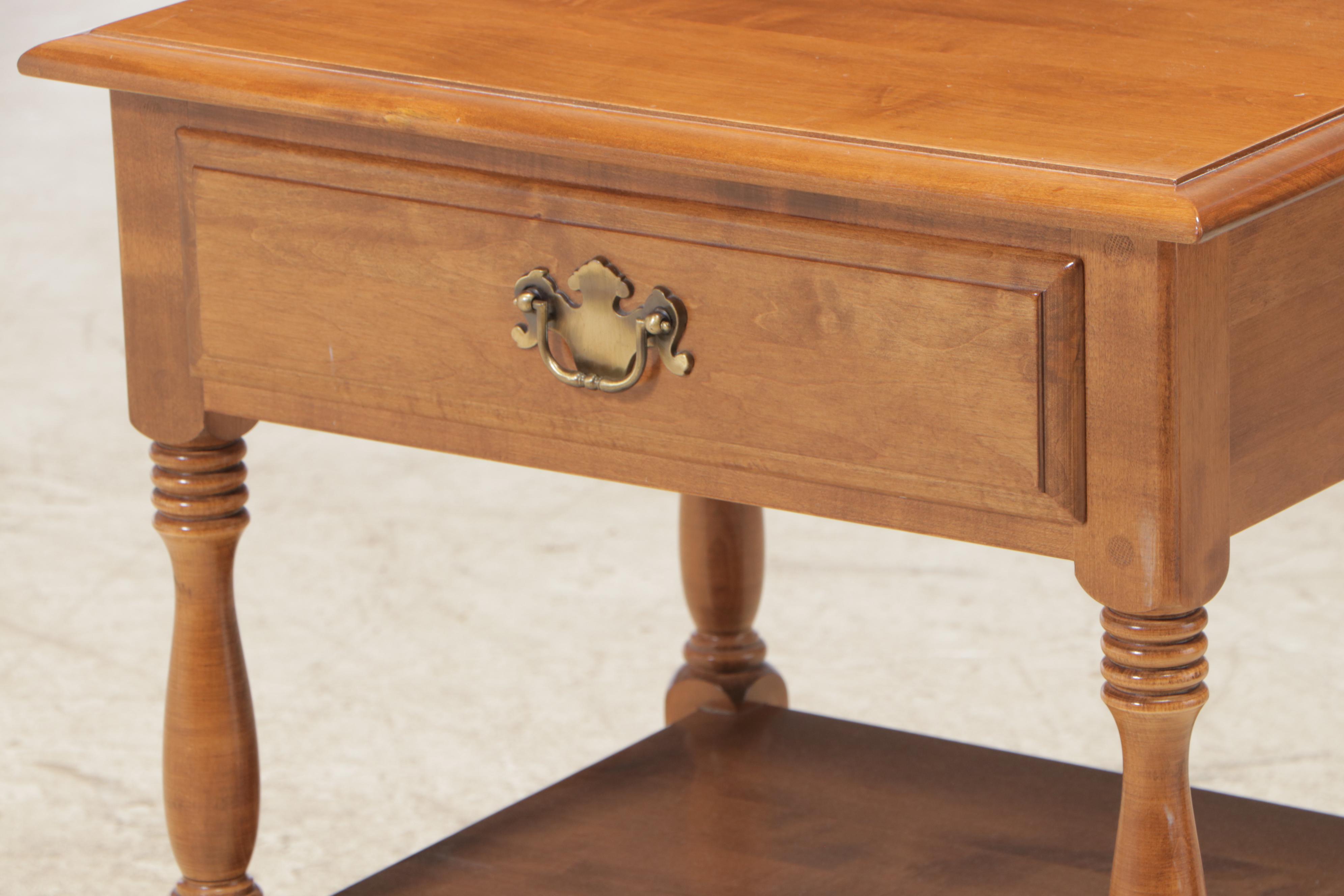Pair of Ethan Allen Federal Style Maple Nightstands, Late 20th Century