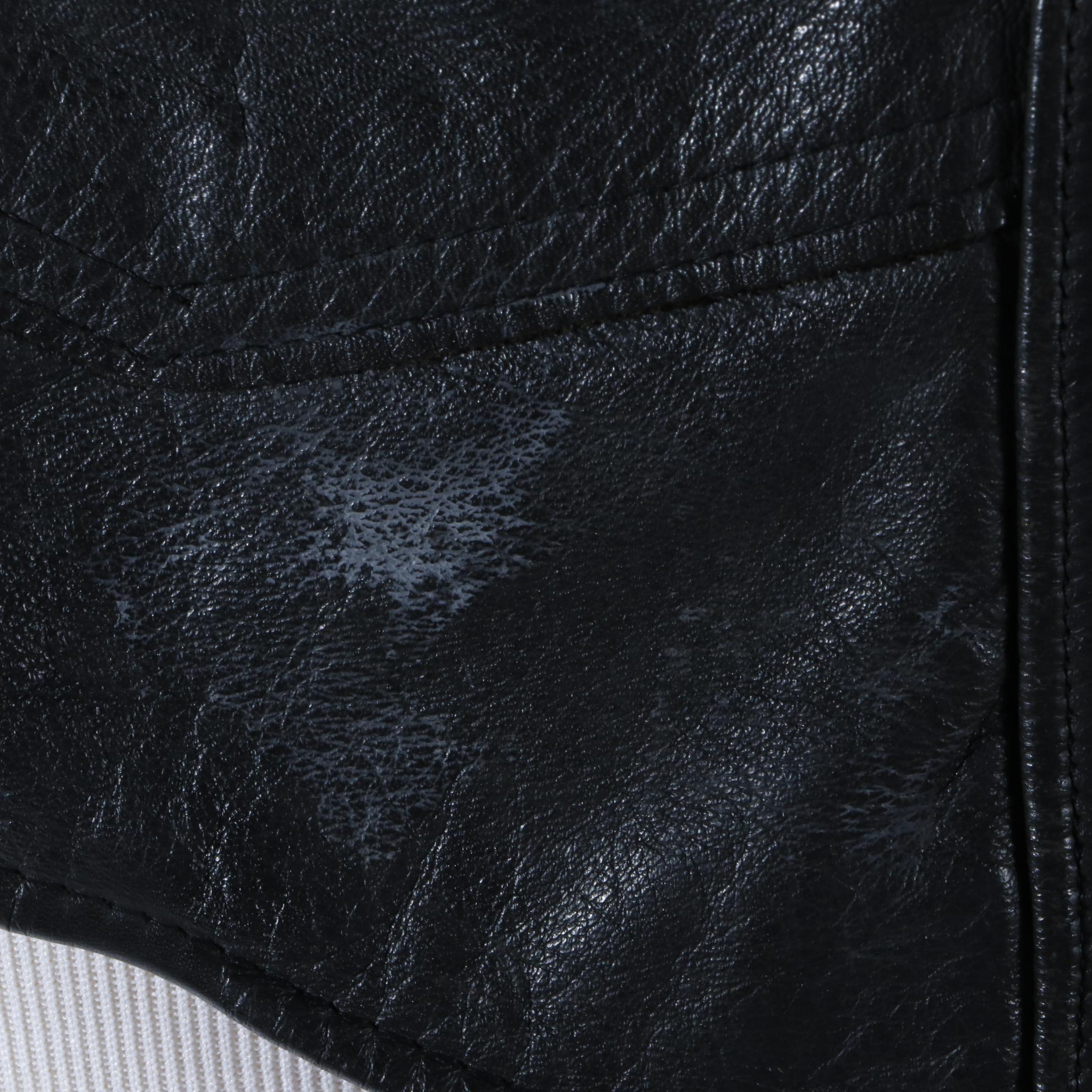 Men's Black Leather Motorcycle Vest with Patches