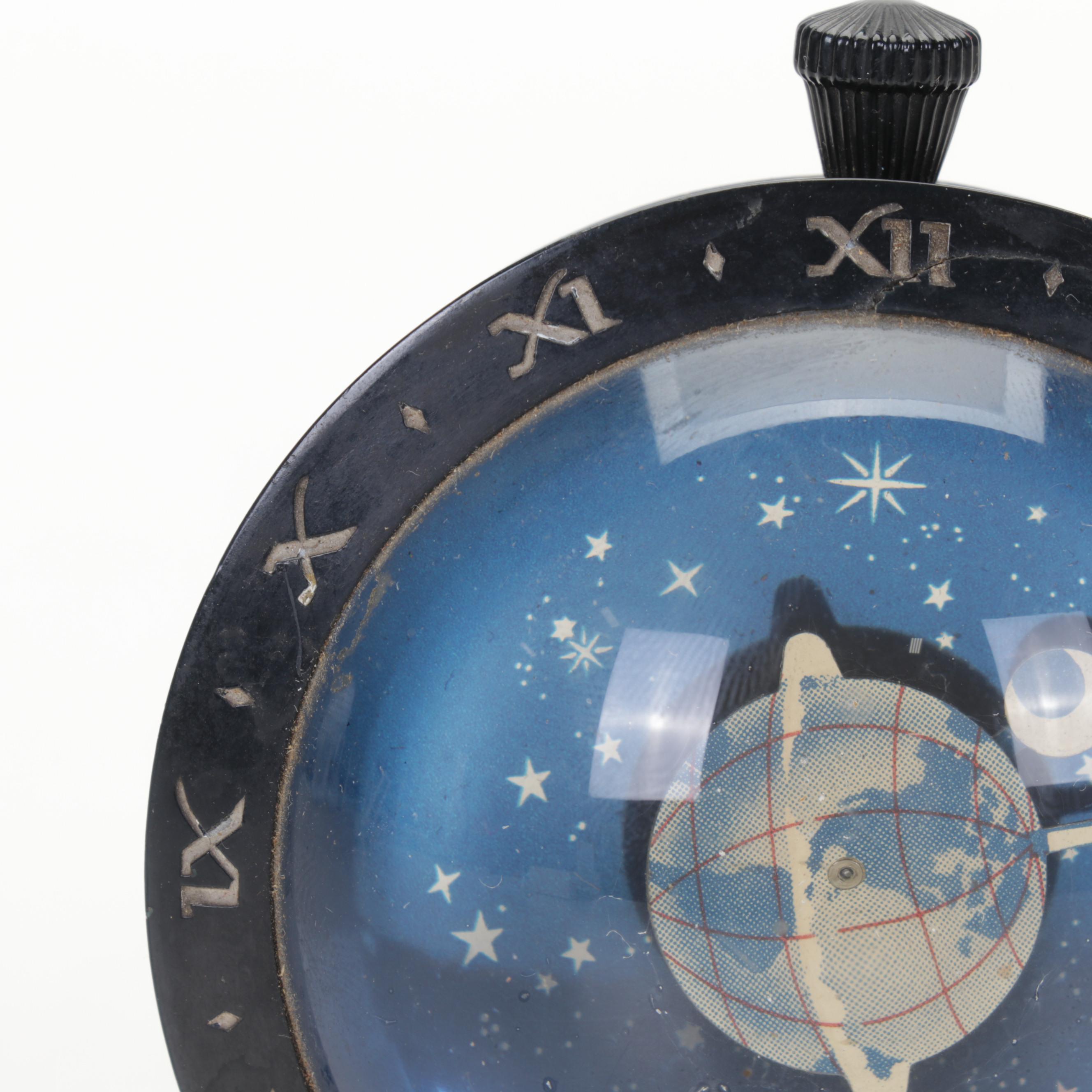 Westclox Earth, Moon and Stars Paperweight Clock, 1930s