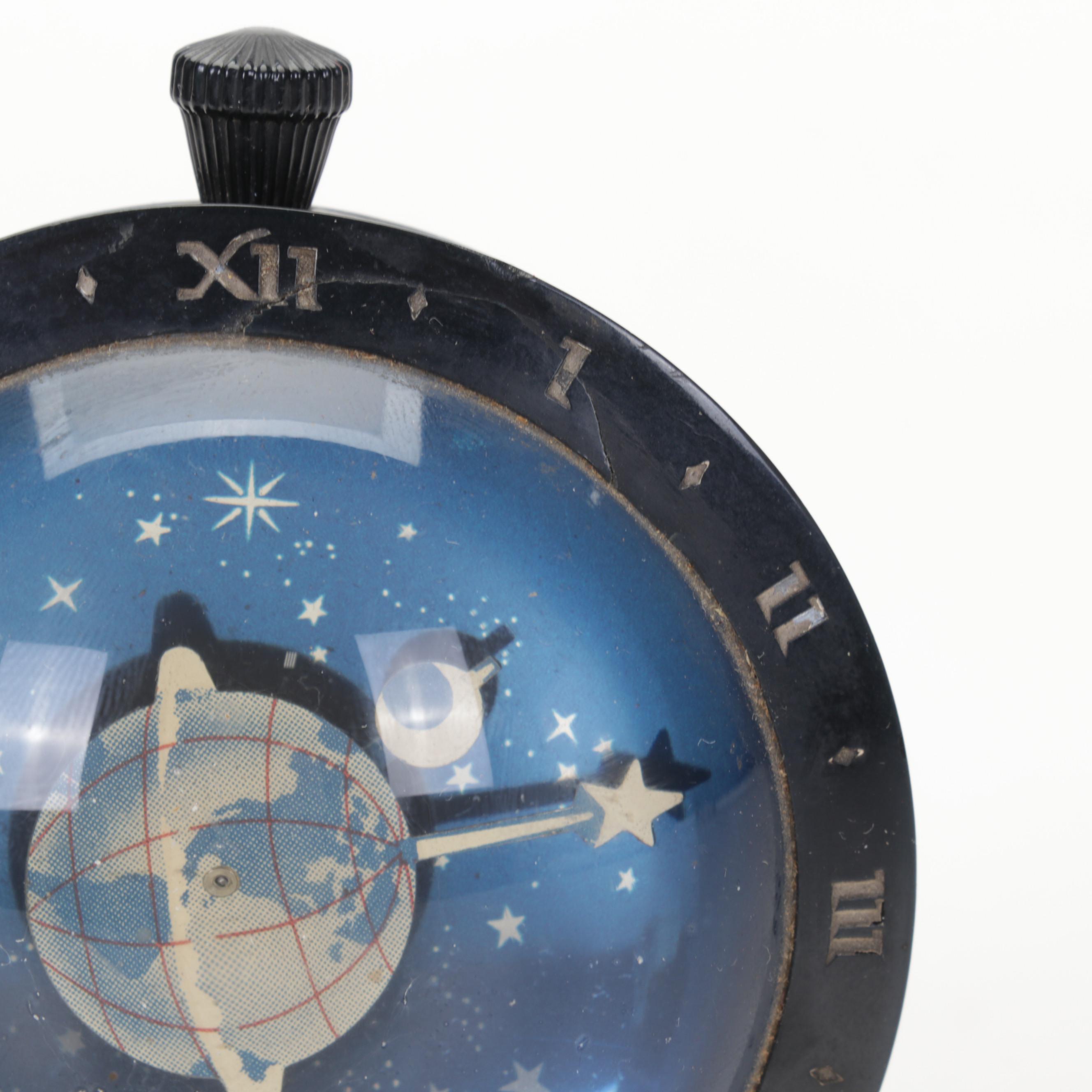Westclox Earth, Moon and Stars Paperweight Clock, 1930s