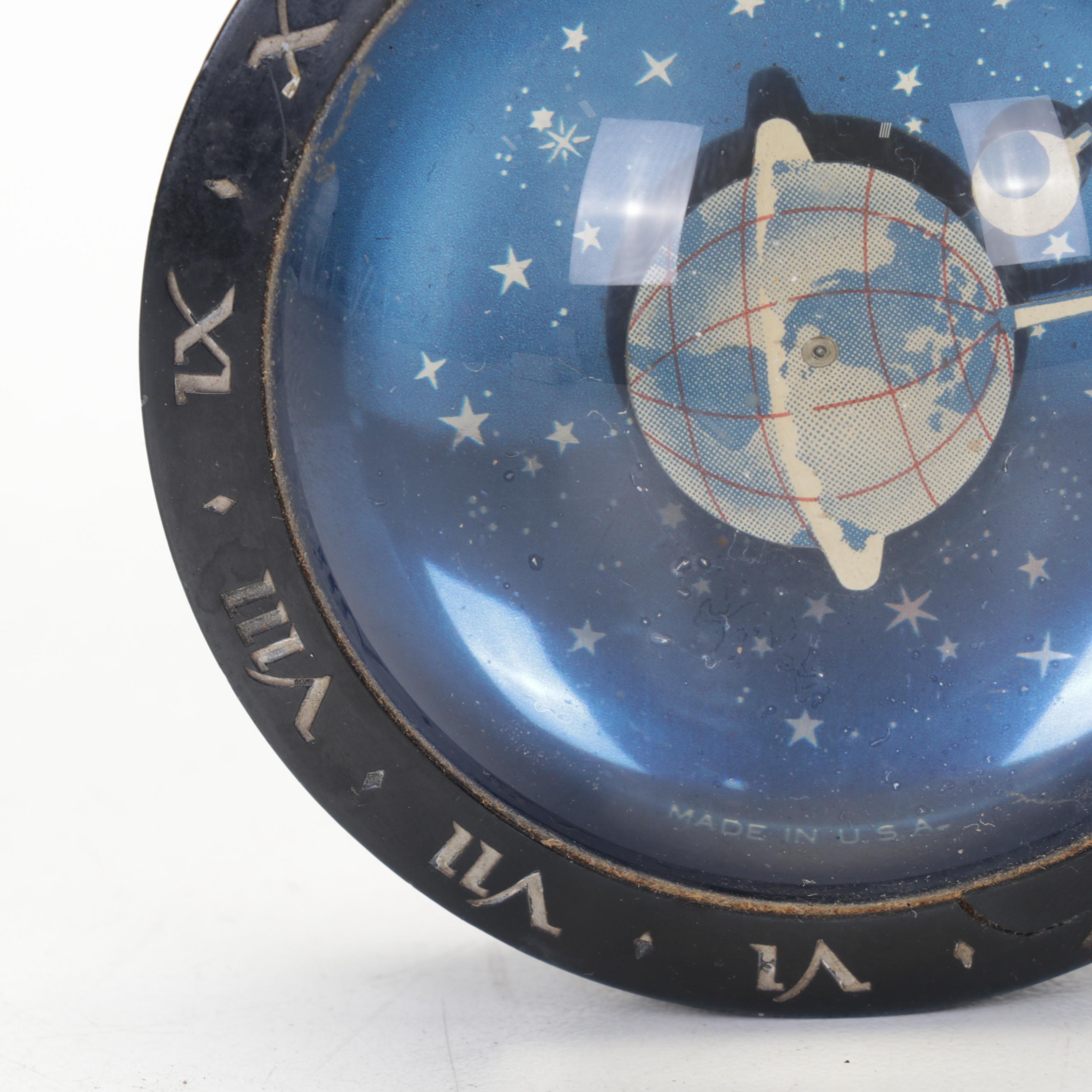 Westclox Earth, Moon and Stars Paperweight Clock, 1930s