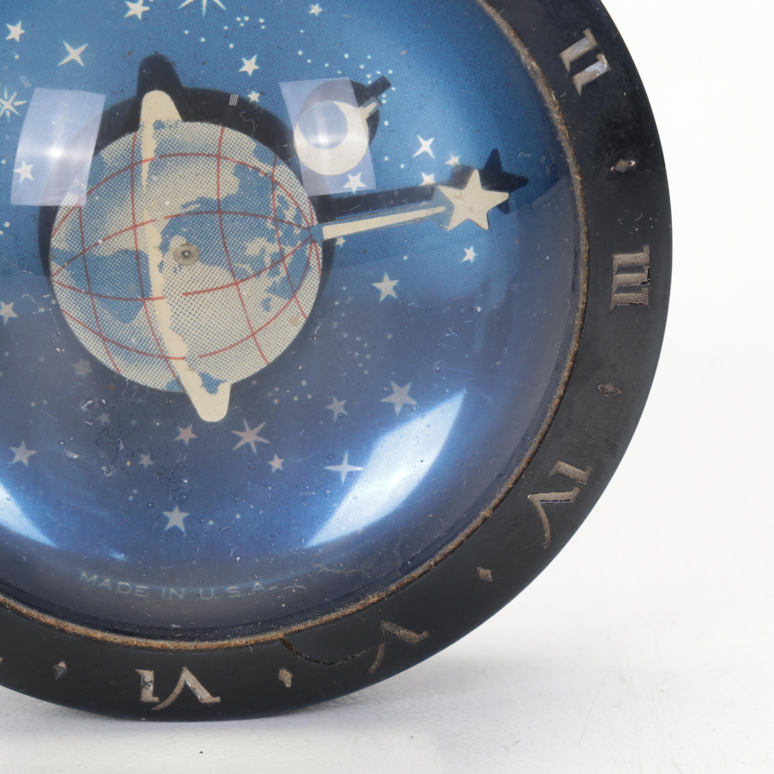 Westclox Earth, Moon and Stars Paperweight Clock, 1930s