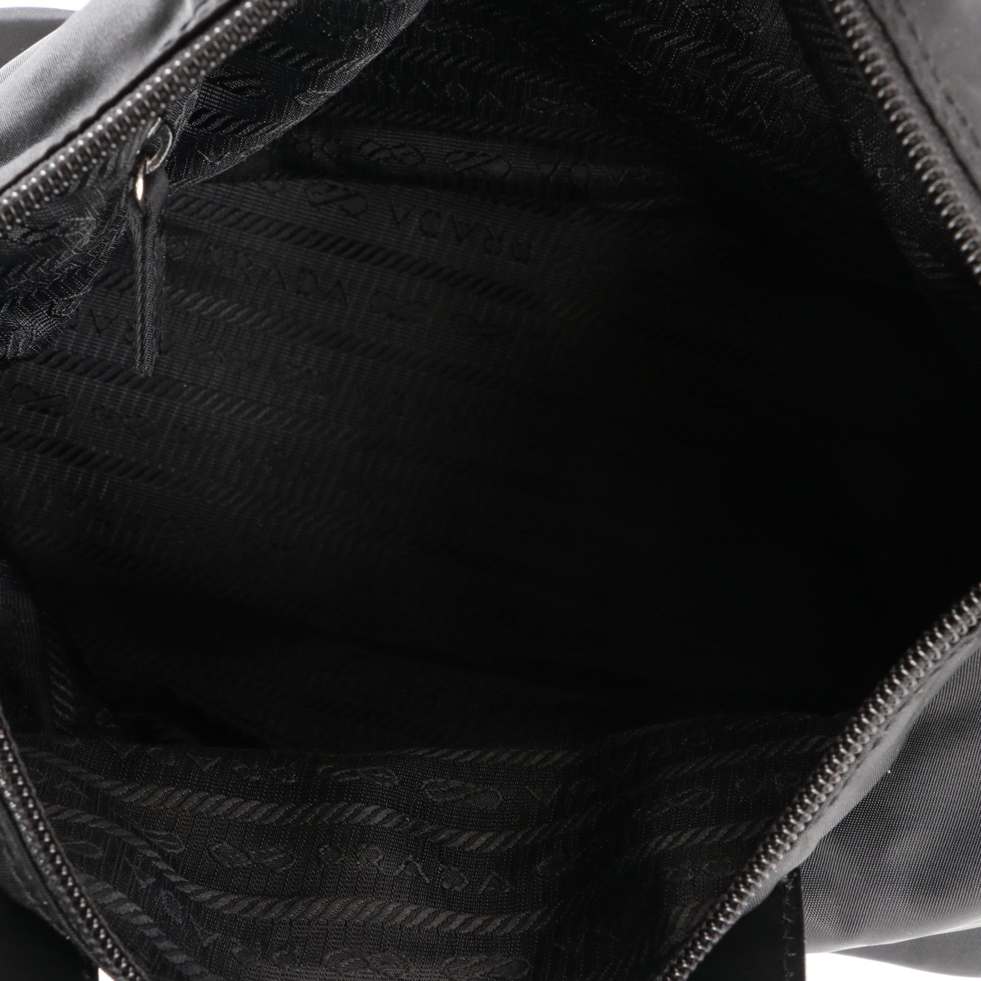 Prada Small Zip Tote in Black Nylon Gabardine and Leather