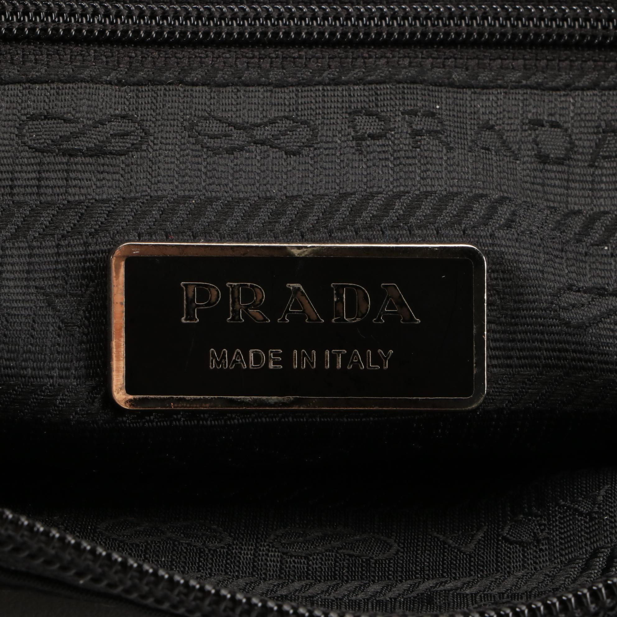 Prada Small Zip Tote in Black Nylon Gabardine and Leather