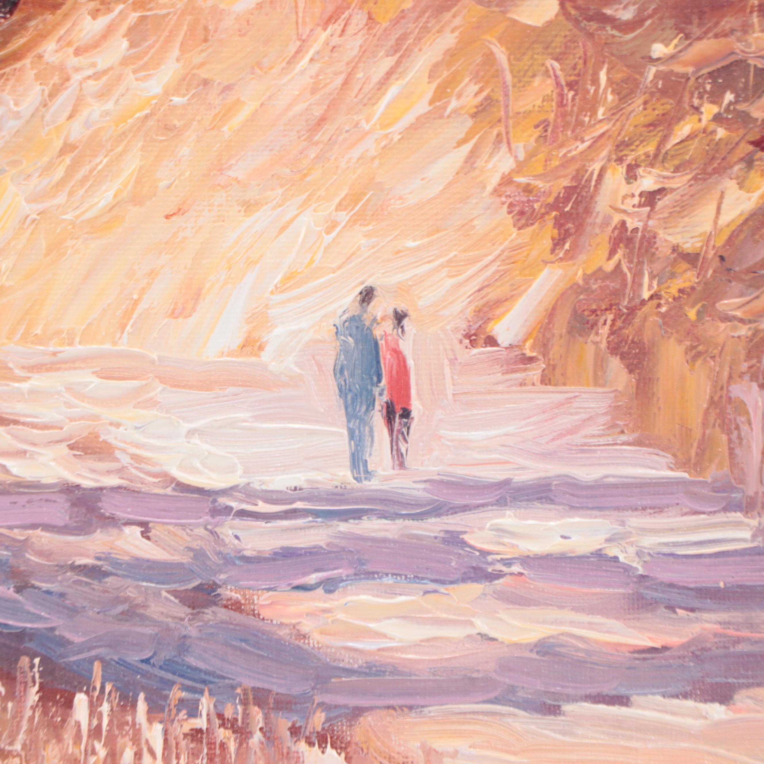 Sean Wu Park Landscape With Figures Oil Painting, 2022