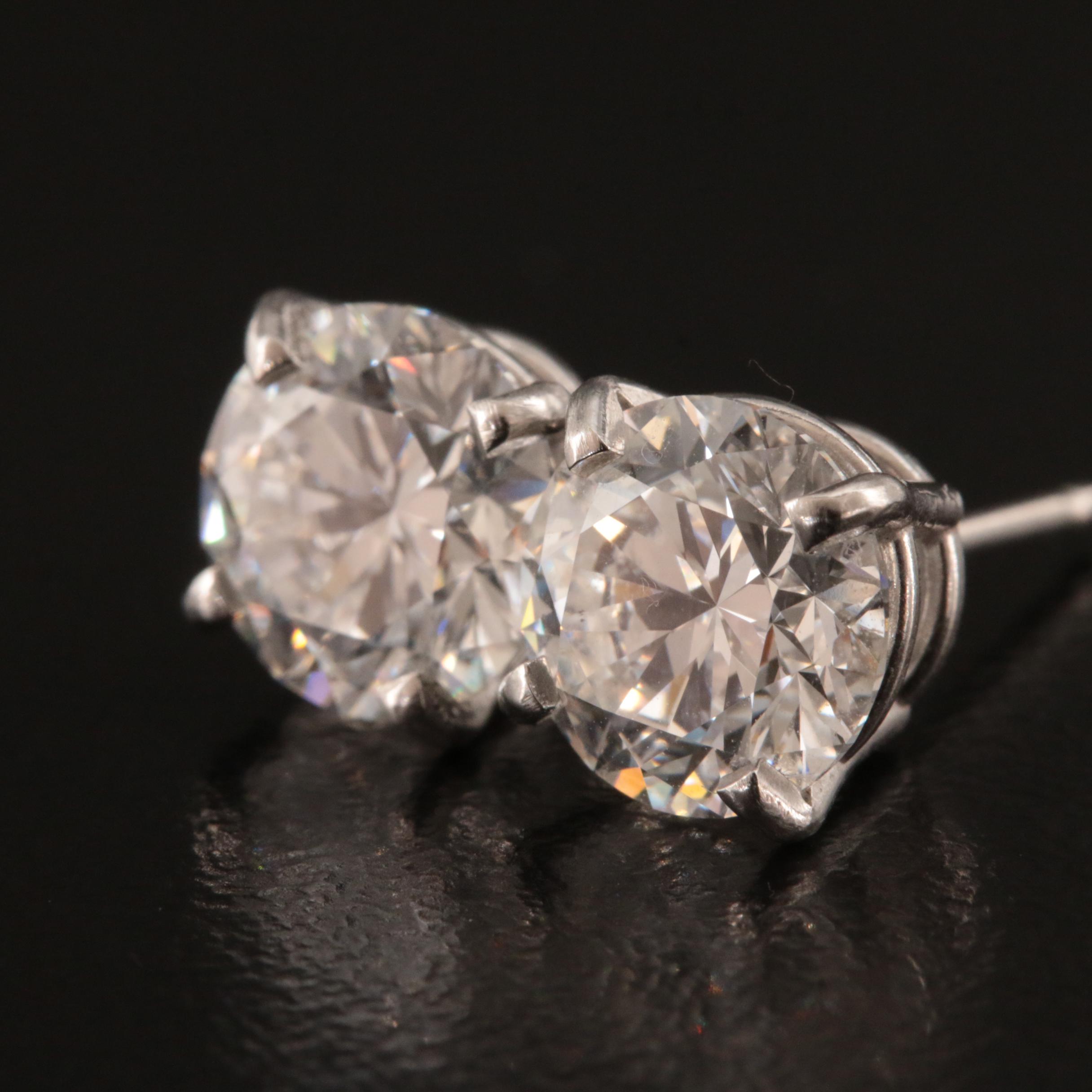 Platinum 3.06 CTW Lab Grown Diamond Stud Earrings with IGI Reports