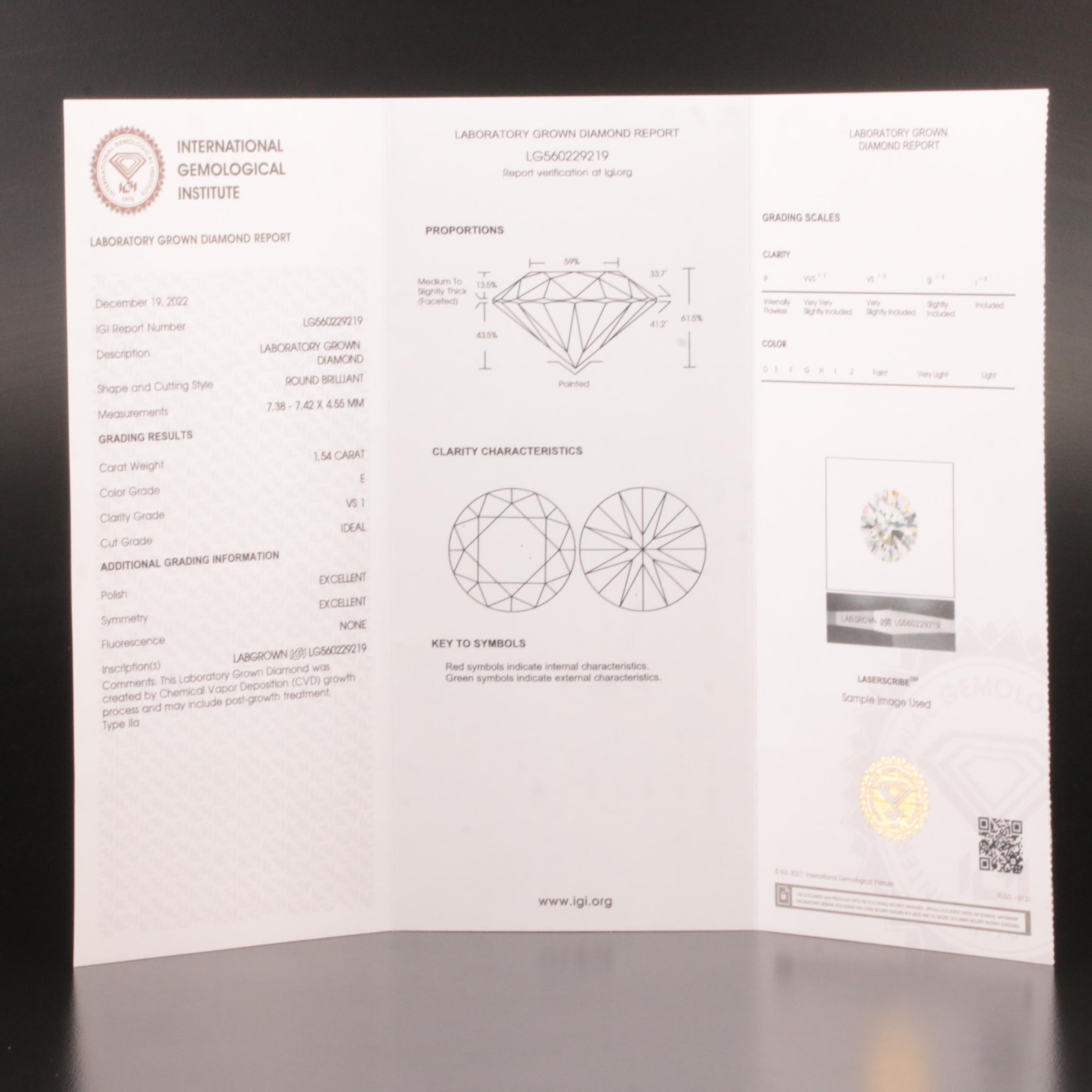 Platinum 3.06 CTW Lab Grown Diamond Stud Earrings with IGI Reports