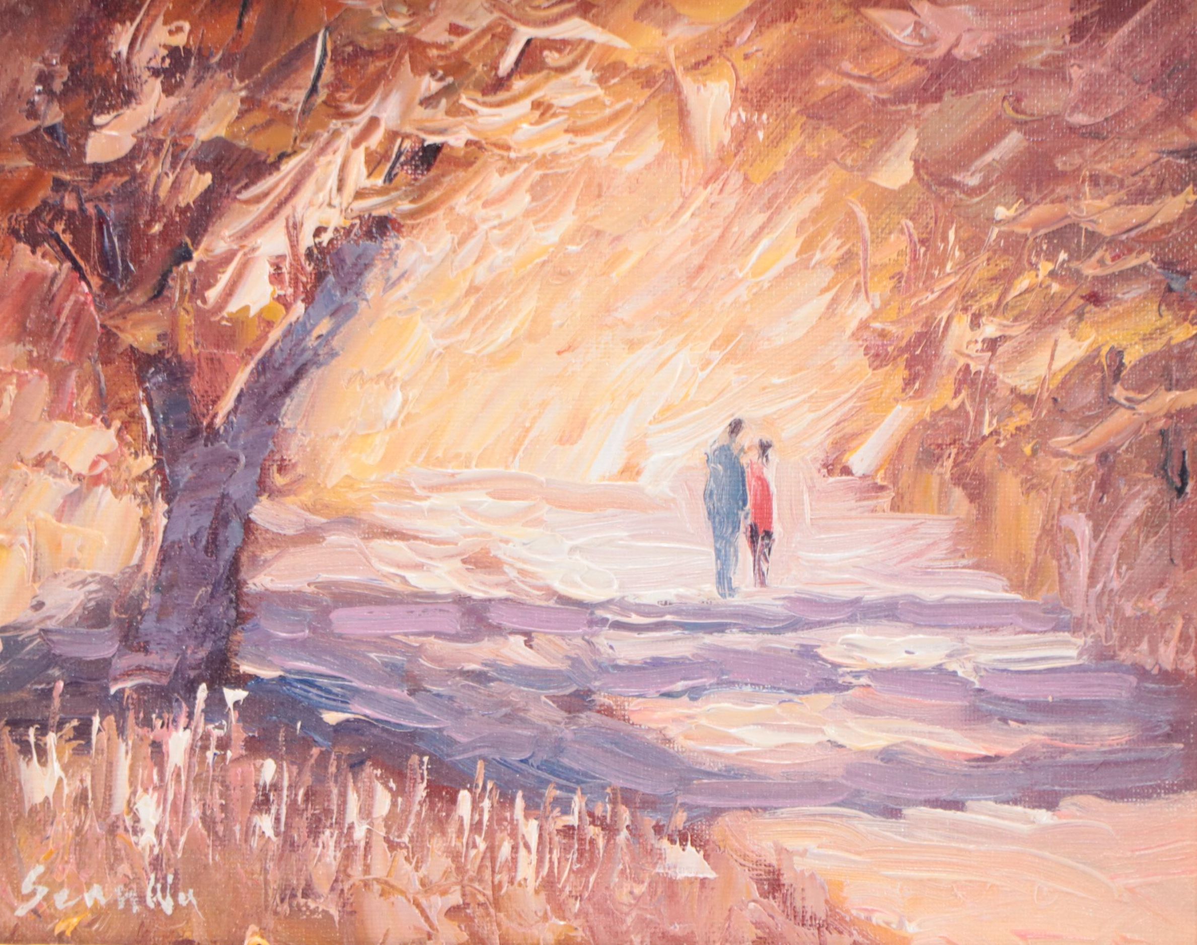 Sean Wu Park Landscape With Figures Oil Painting, 2022