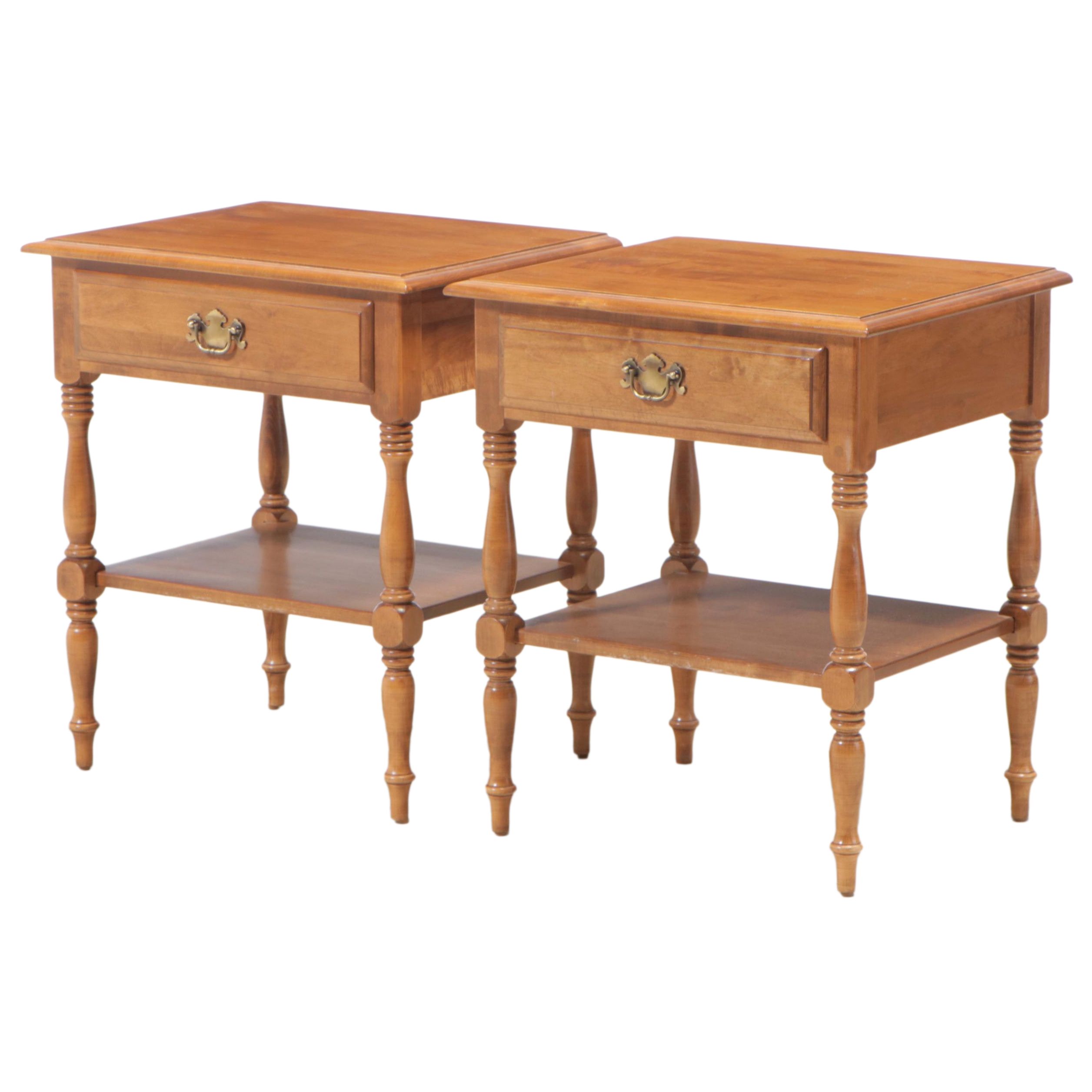 Pair of Ethan Allen Federal Style Maple Nightstands, Late 20th Century