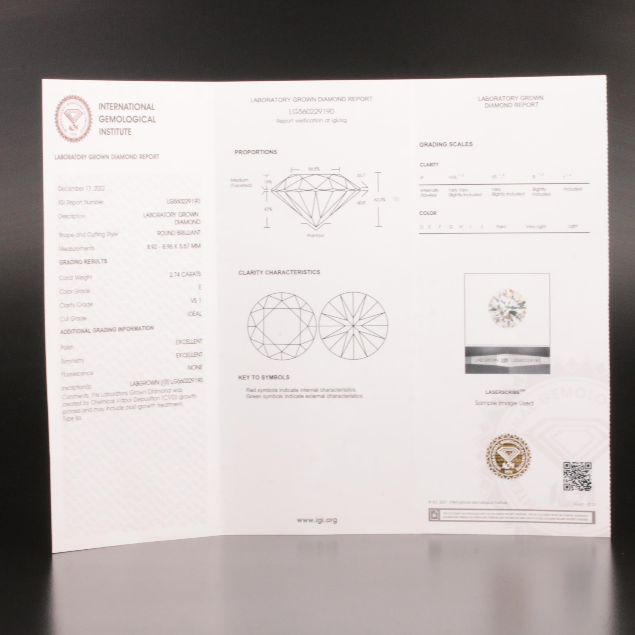 Platinum 5.50 CTW Lab Grown Diamond Stud Earrings with IGI Reports