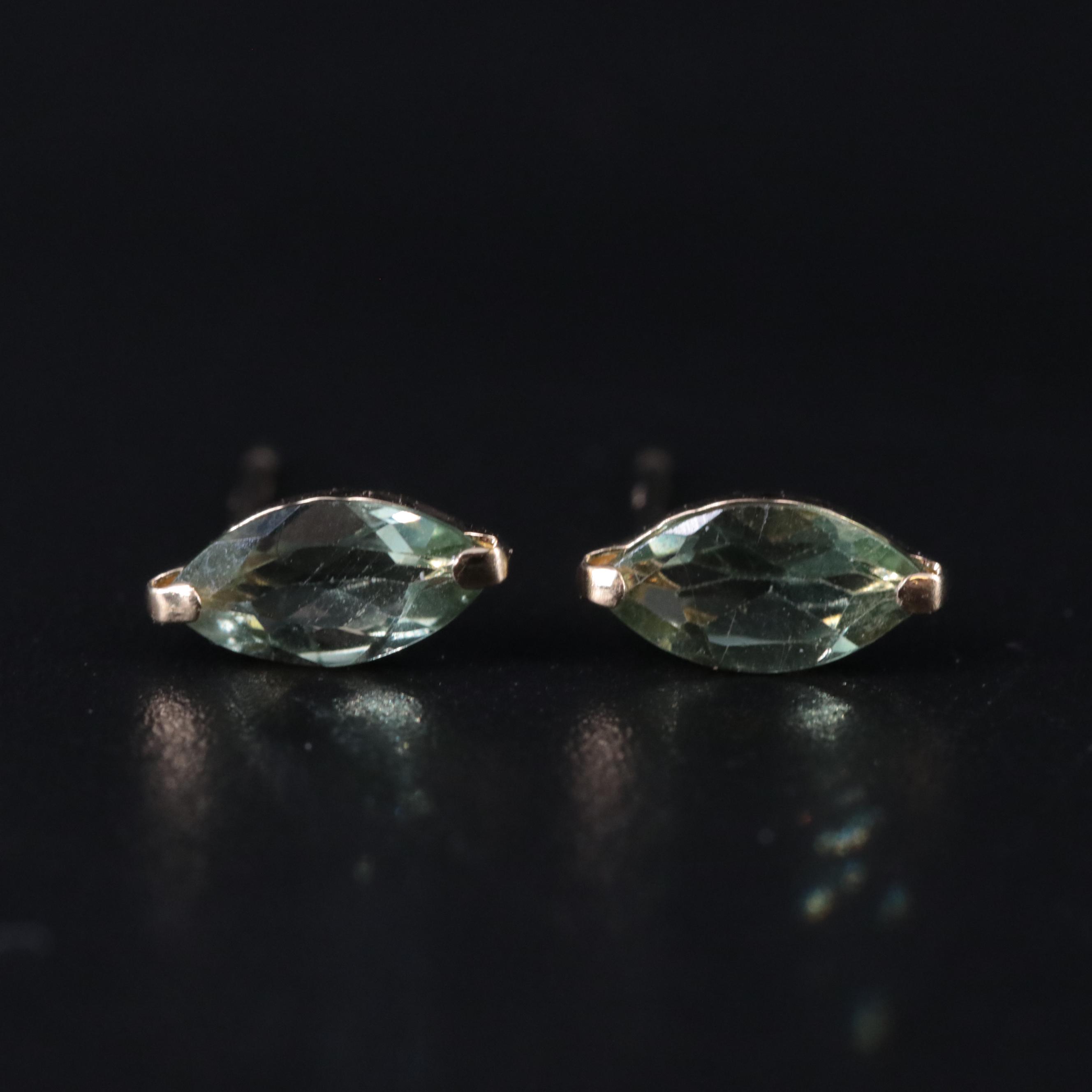 18K Green Apatite Stud Earrings