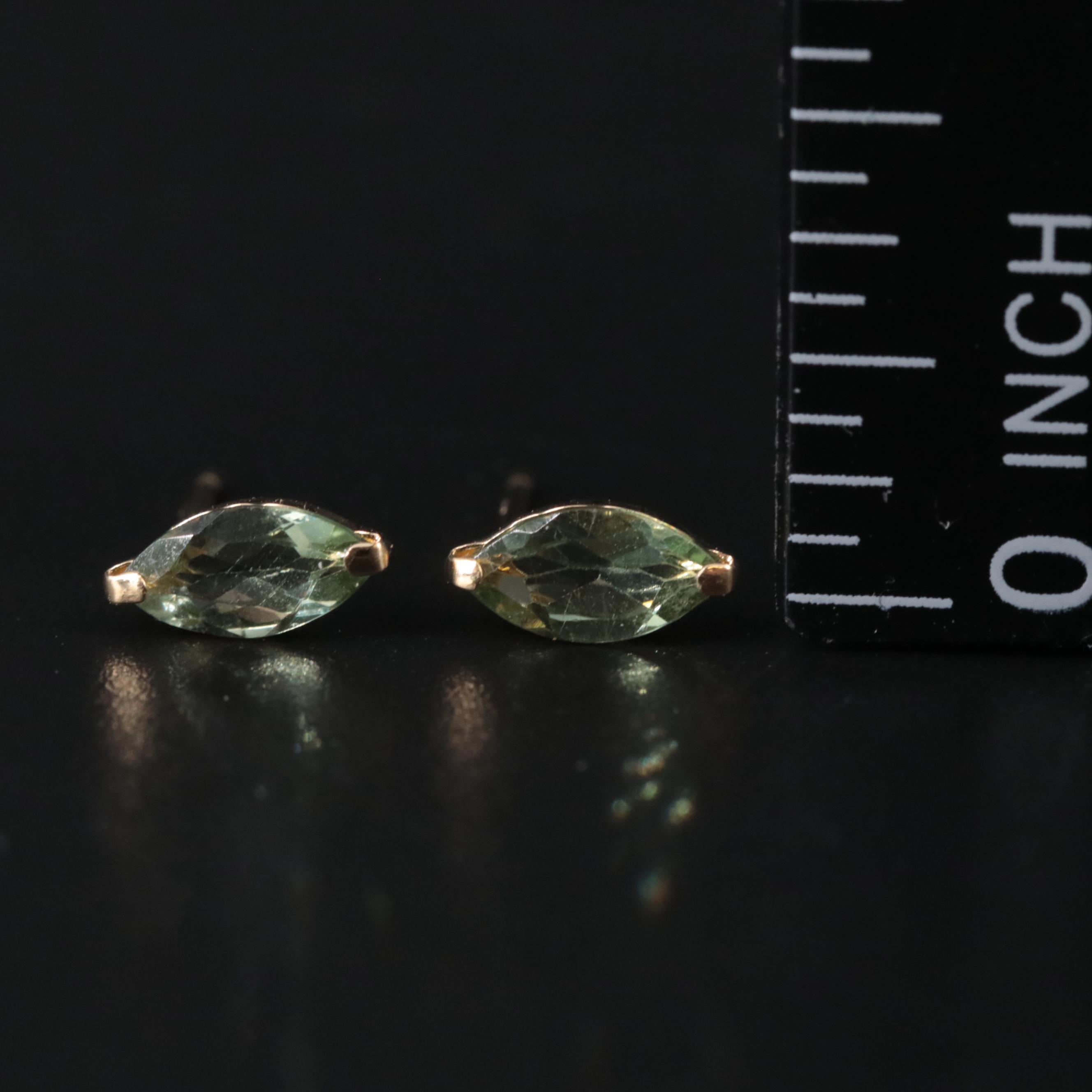 18K Green Apatite Stud Earrings