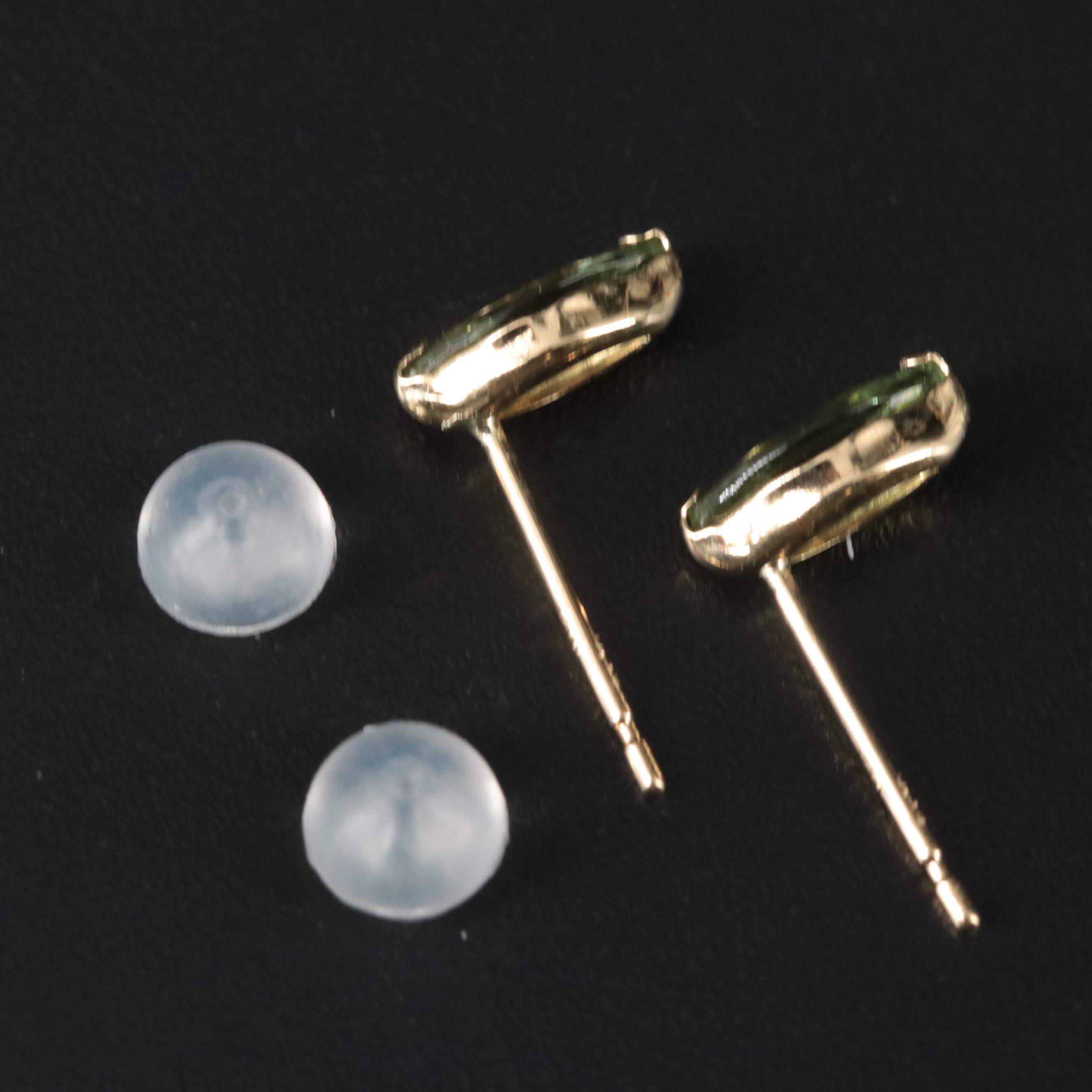 18K Green Apatite Stud Earrings