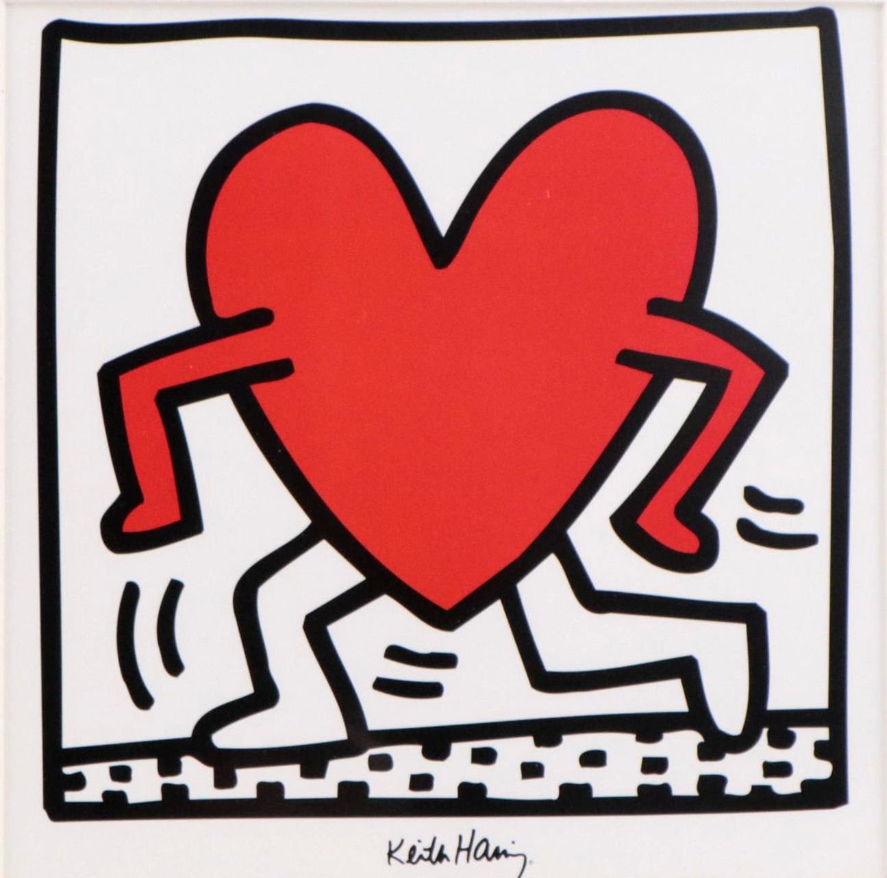 Offset Print After Keith Haring "Running Heart"