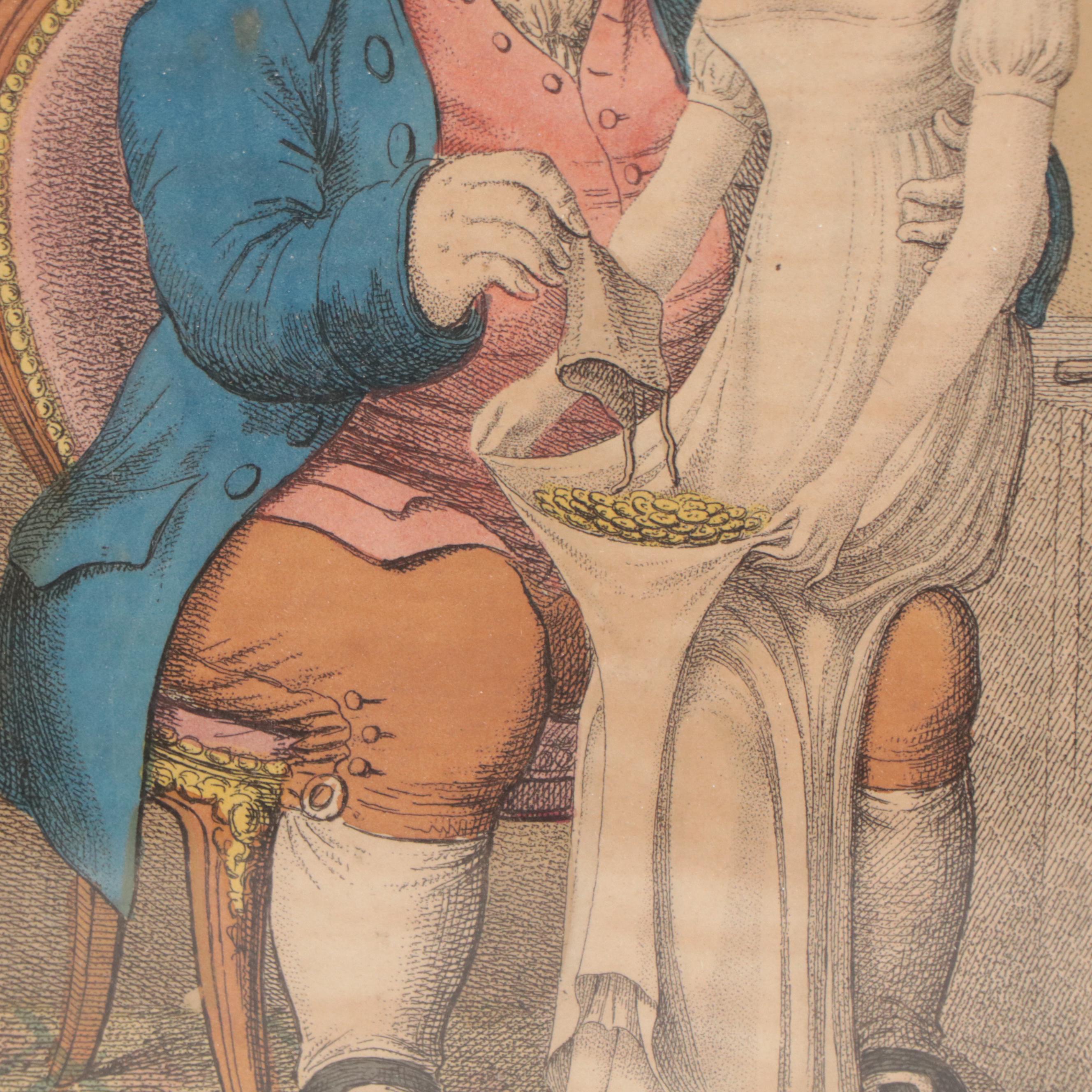 Hand-Colored Etching After George Woodward "Lamb and Mint Sauce"