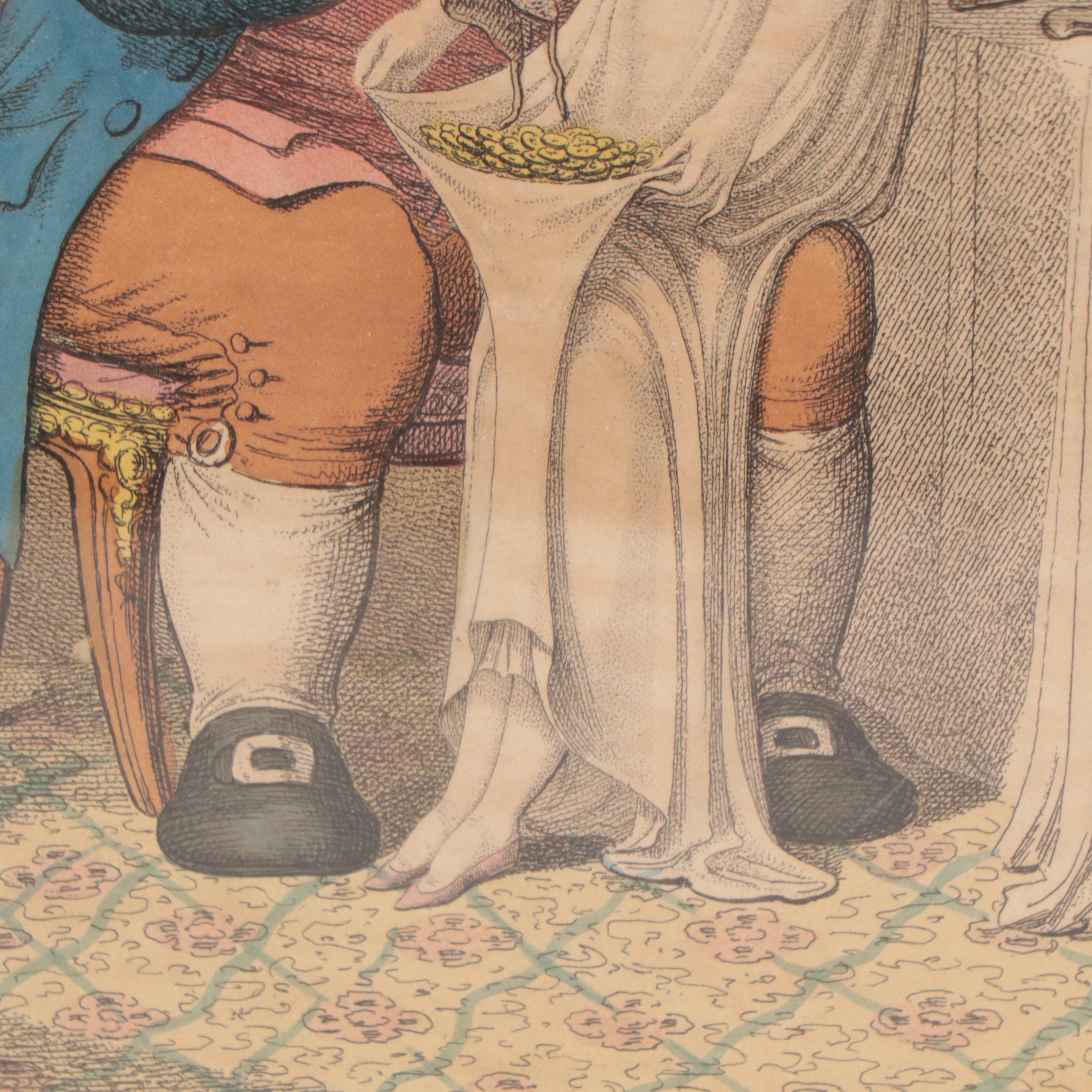 Hand-Colored Etching After George Woodward "Lamb and Mint Sauce"