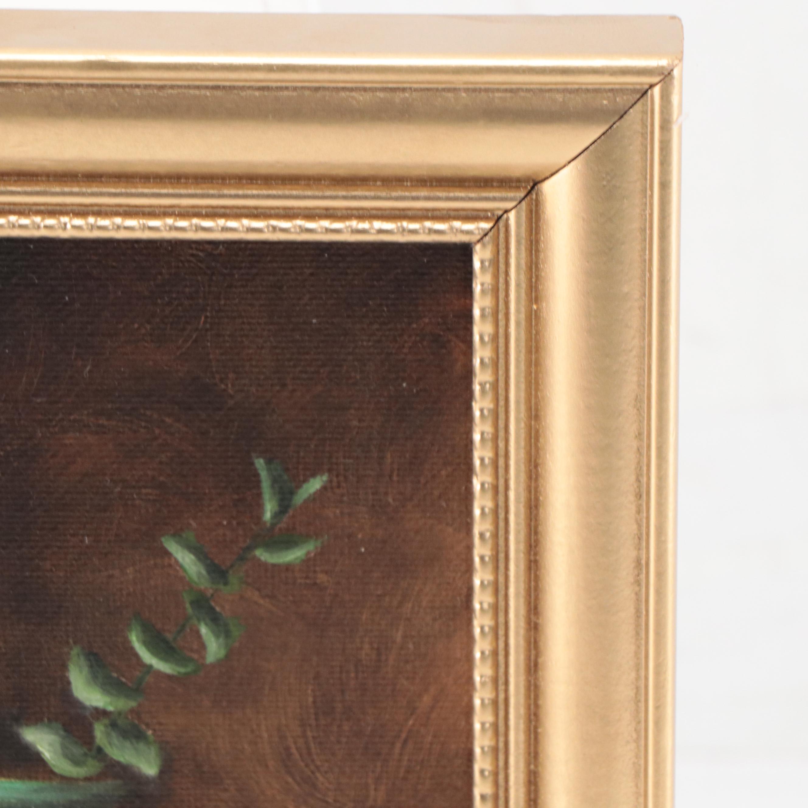 Houra Alghizzi Still Life Oil Painting "Clementine and Eucalyptus," 2023