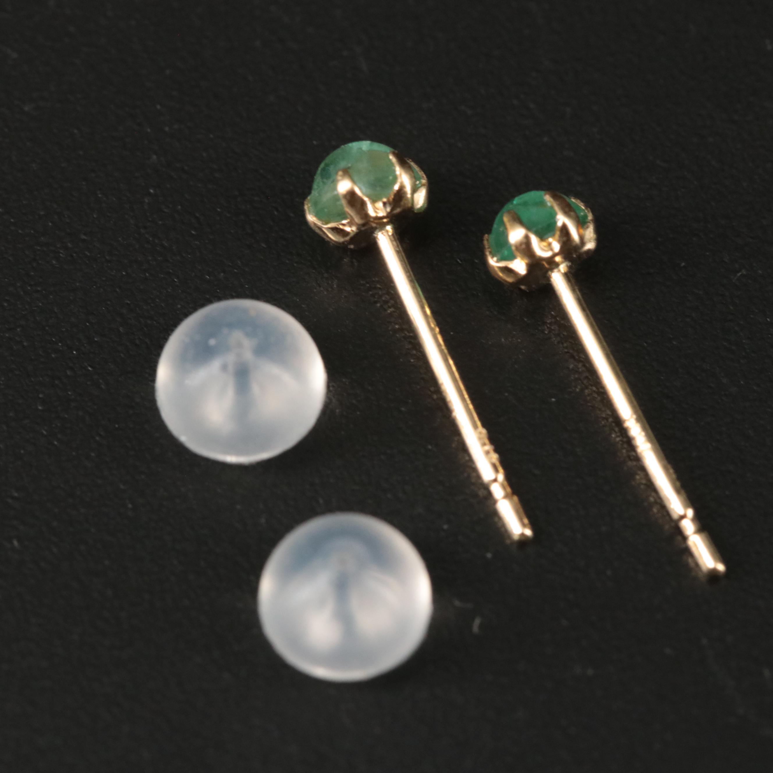 18K Emerald Stud Earrings