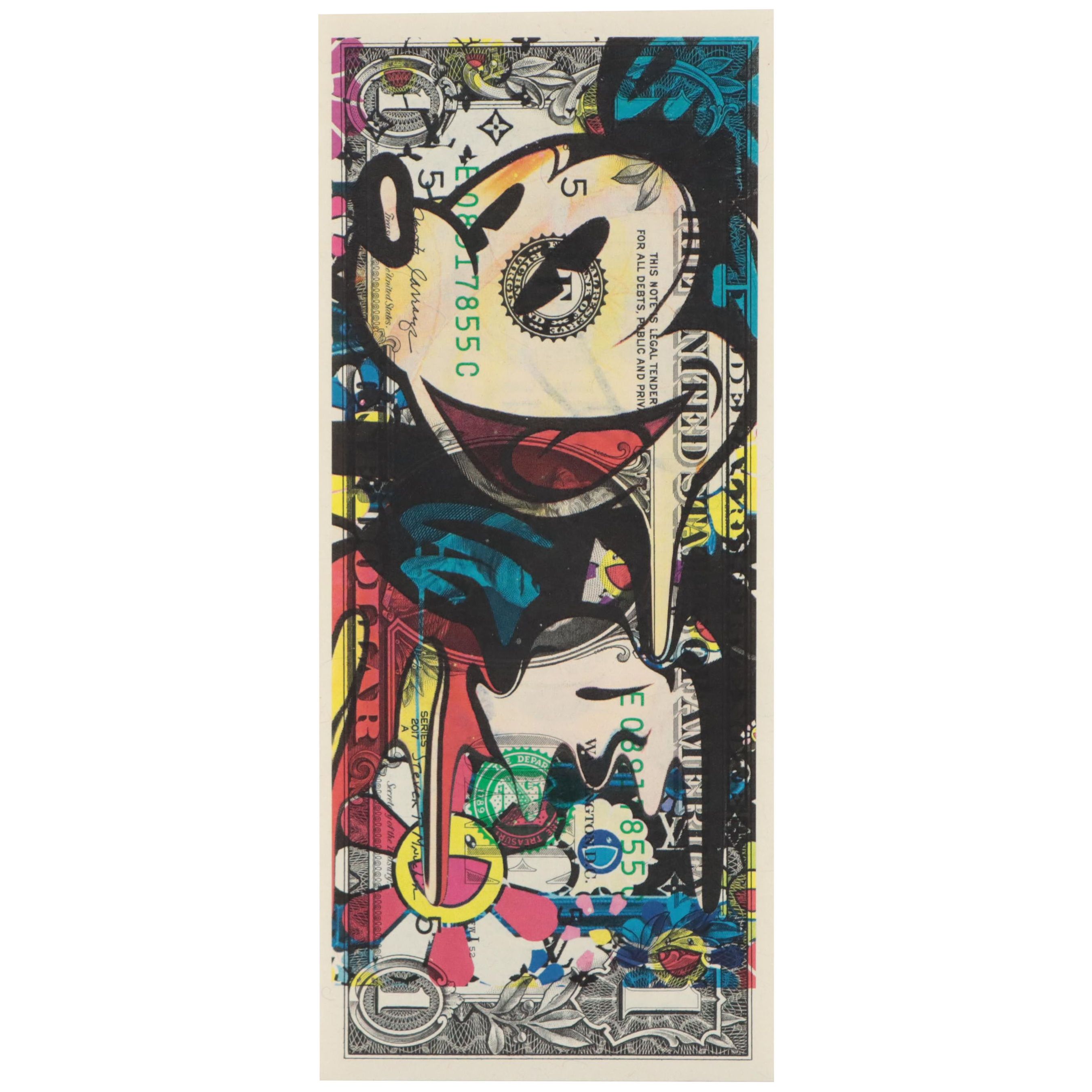 Death NYC Pop Art Graphic Print on Banknote, 2022