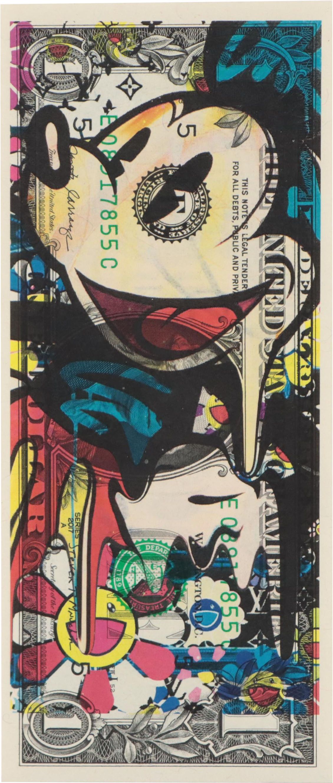 Death NYC Pop Art Graphic Print on Banknote, 2022