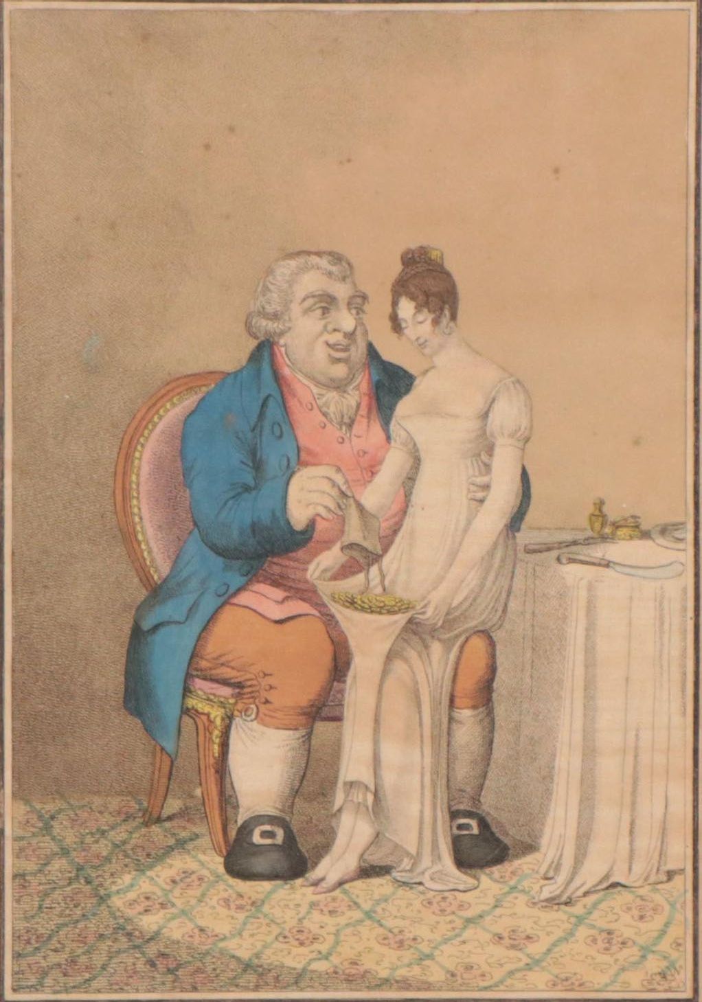 Hand-Colored Etching After George Woodward "Lamb and Mint Sauce"