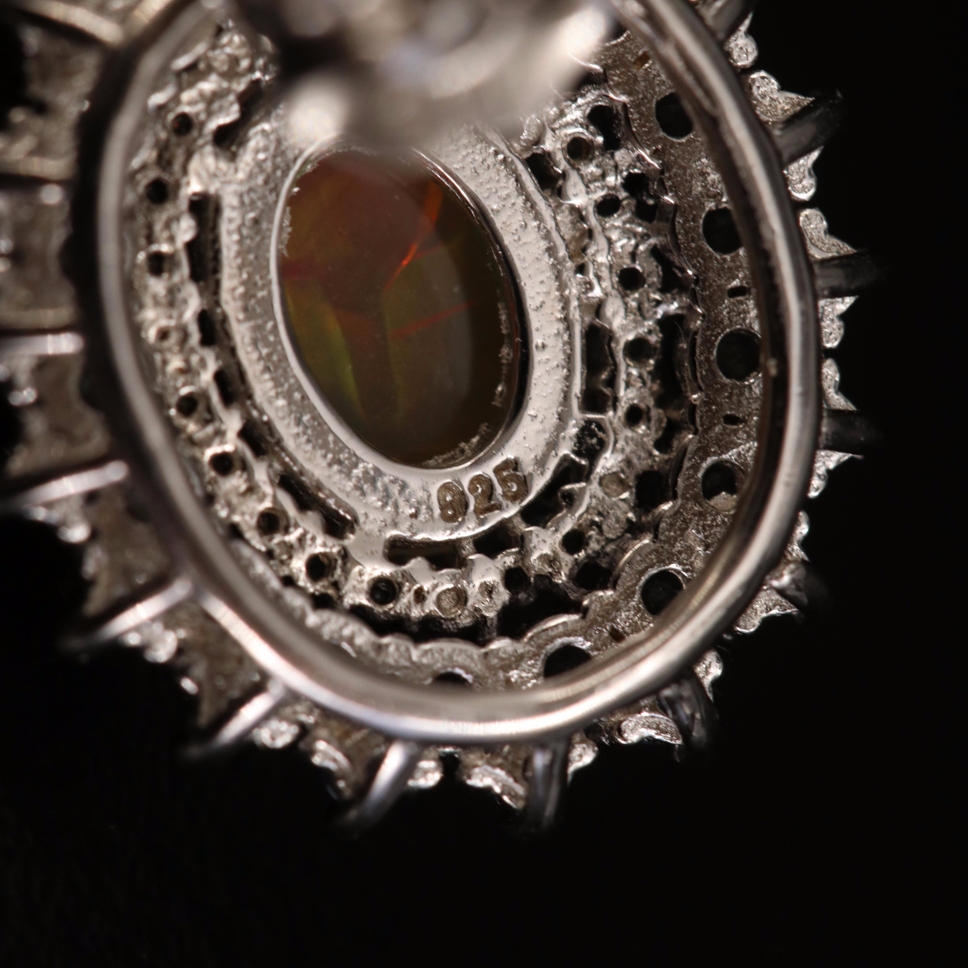 Sterling Opal and Sapphire Earrings