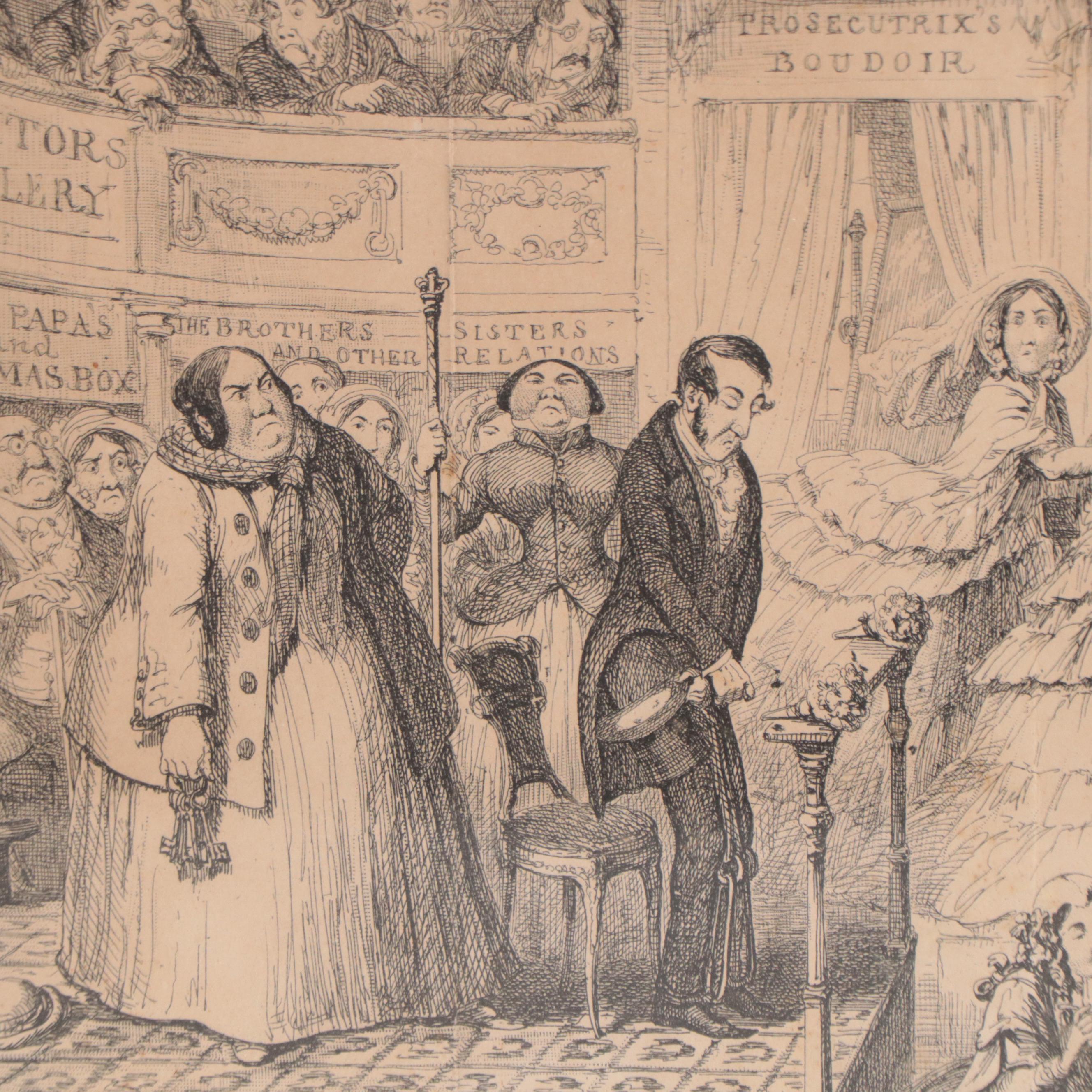 Etching After George Cruikshank  "A New Court of Queen's Bench"