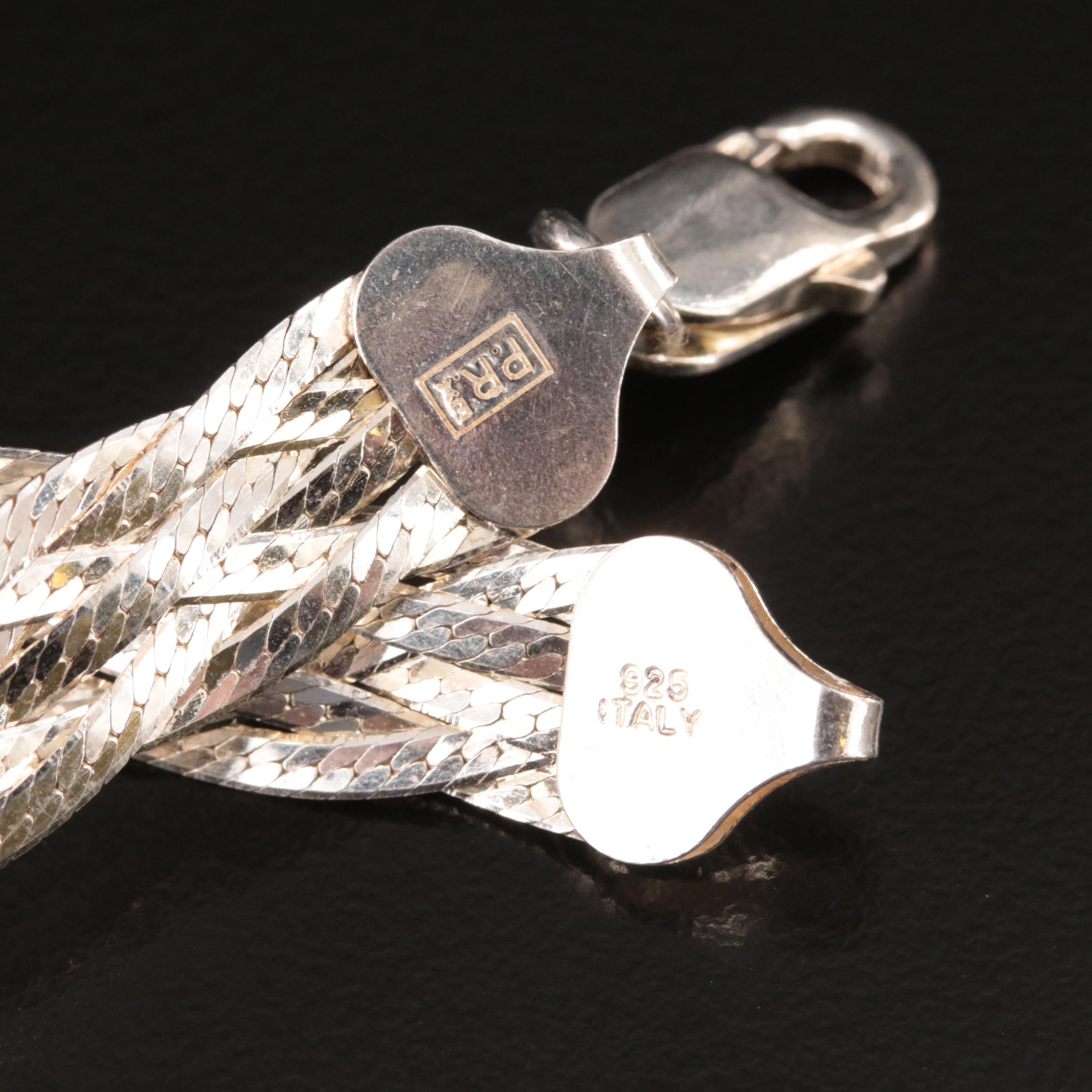 Sterling Emerald and Peridot Ring, Braided Herringbone Bracelet and Bangle