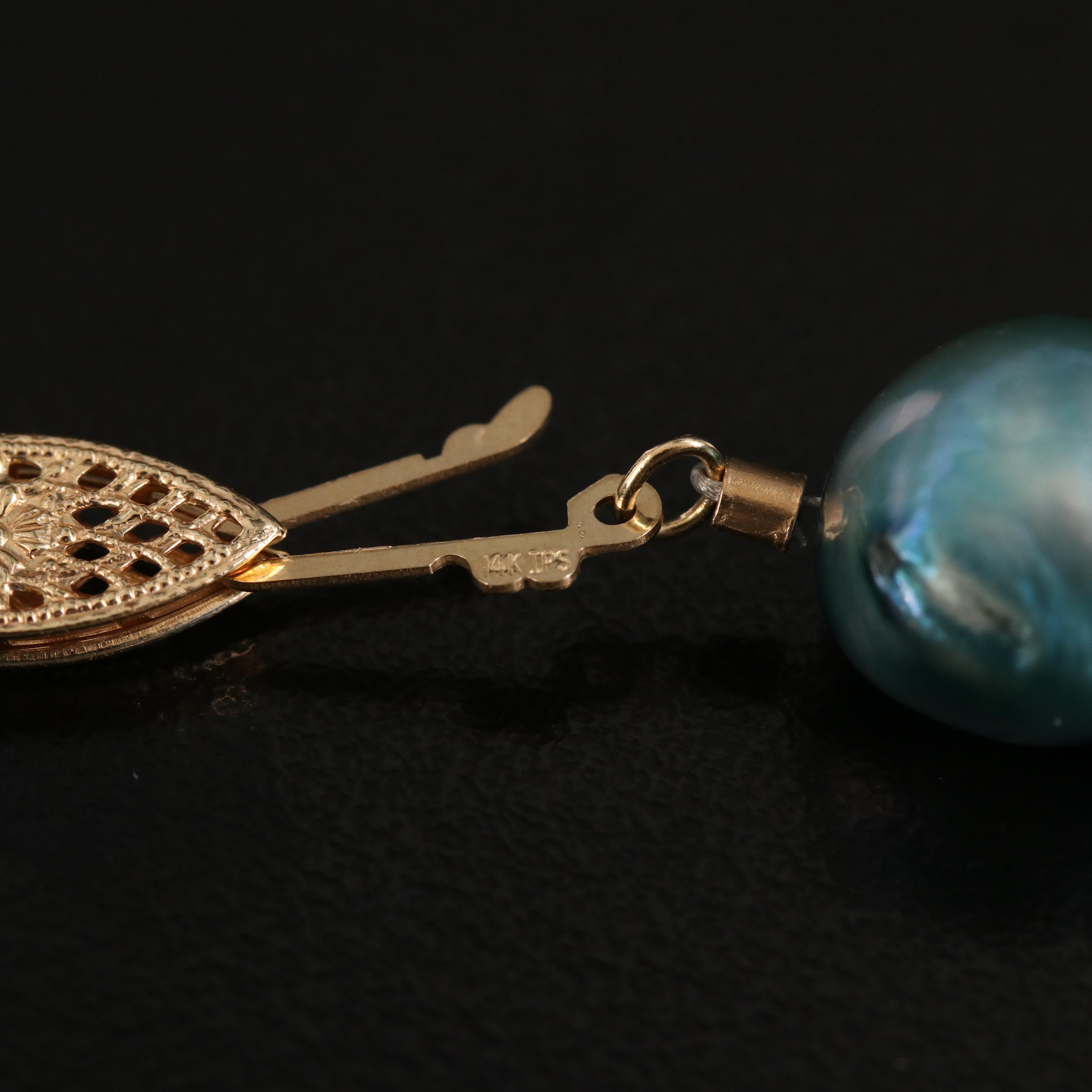 Art Glass and Pearl Bracelet with 14K Clasp