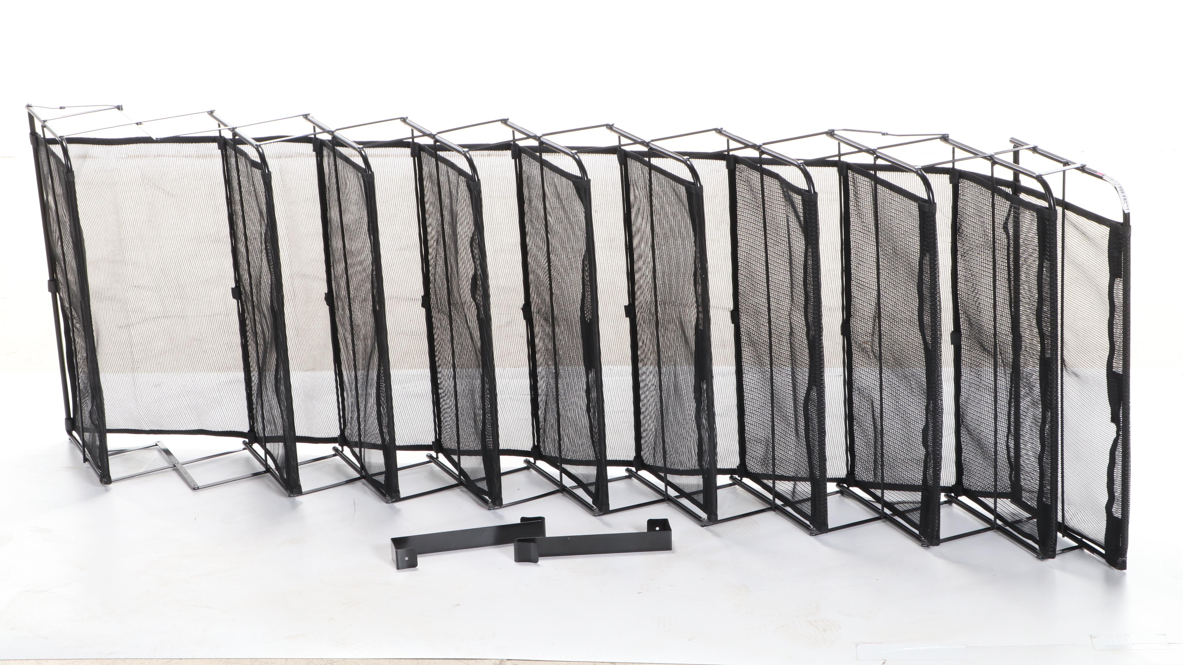 Pair of Brass-Mounted Stackable Footlockers with Collapsible Storage Racks