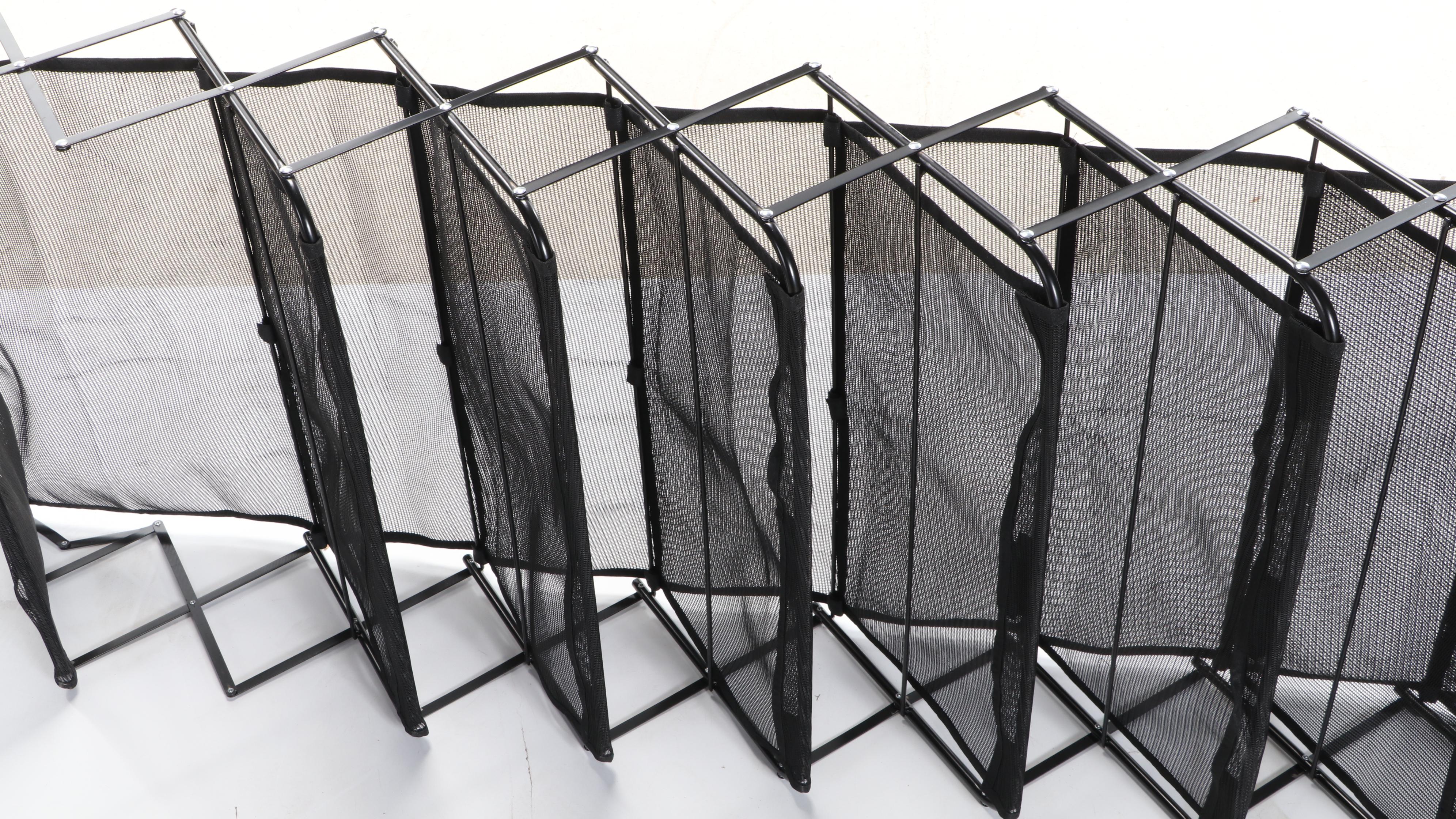 Pair of Brass-Mounted Stackable Footlockers with Collapsible Storage Racks