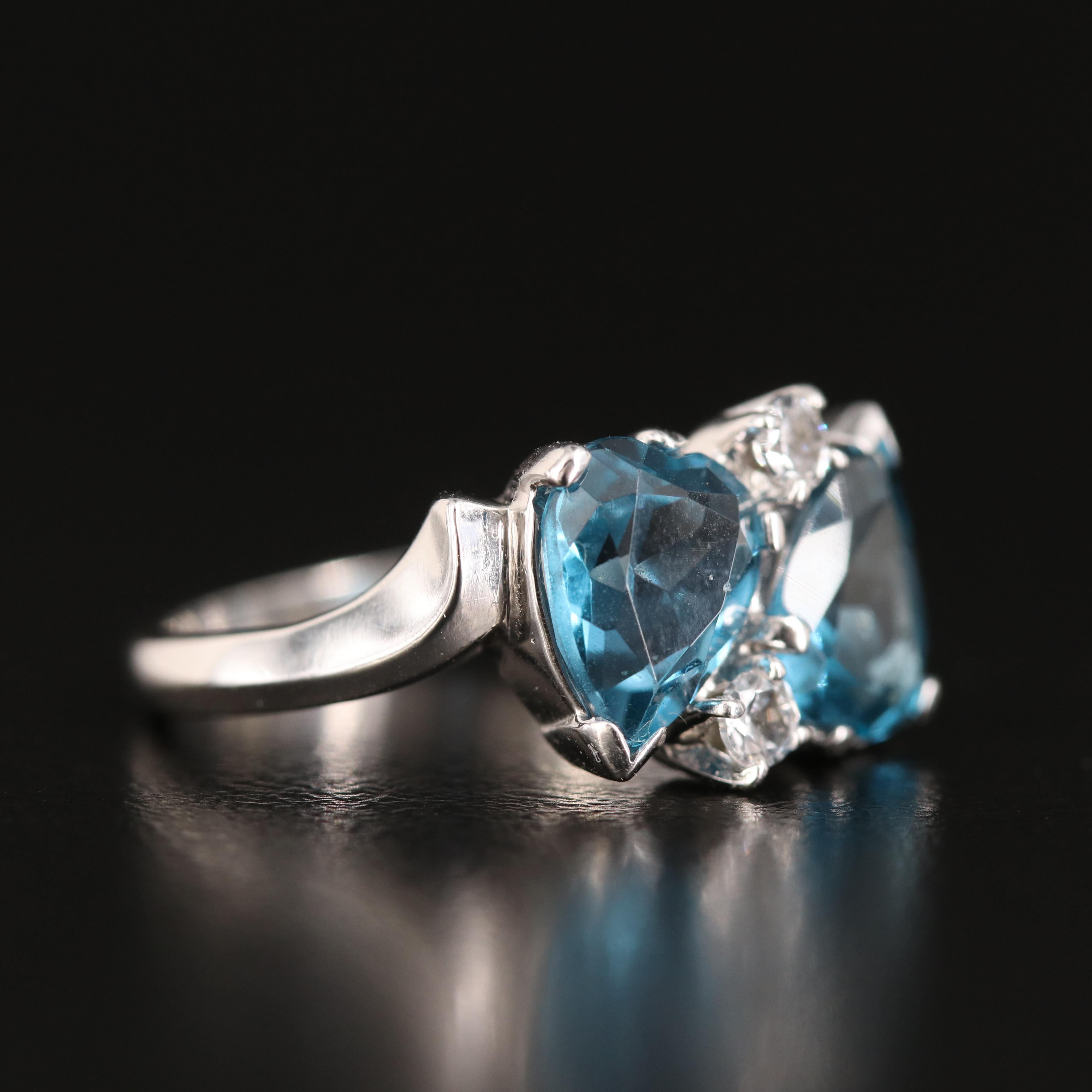 14K London Blue and White Topaz Toi et Moi Ring