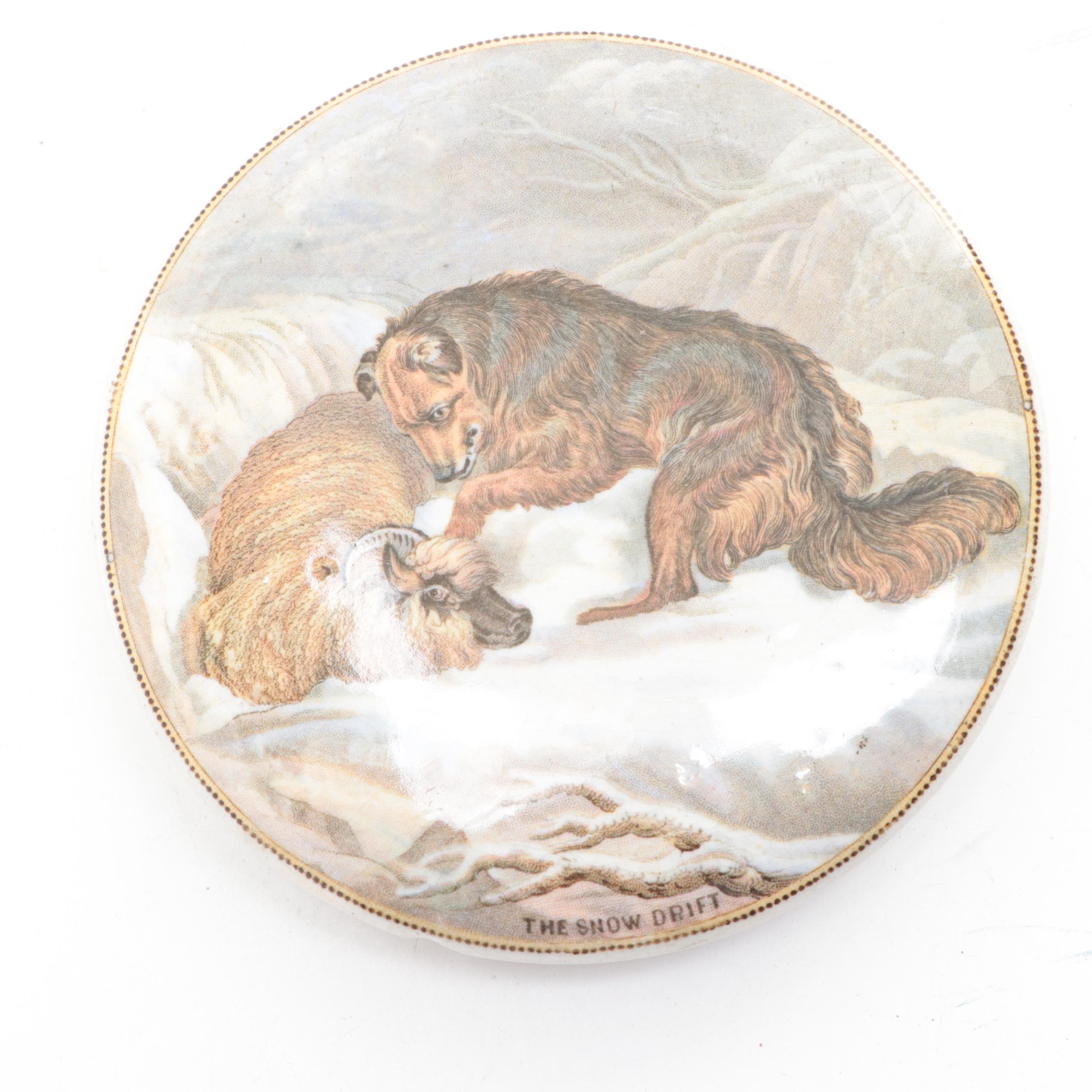 Prattware Pot Lids Depicting Pastoral Scenes, 19th Century