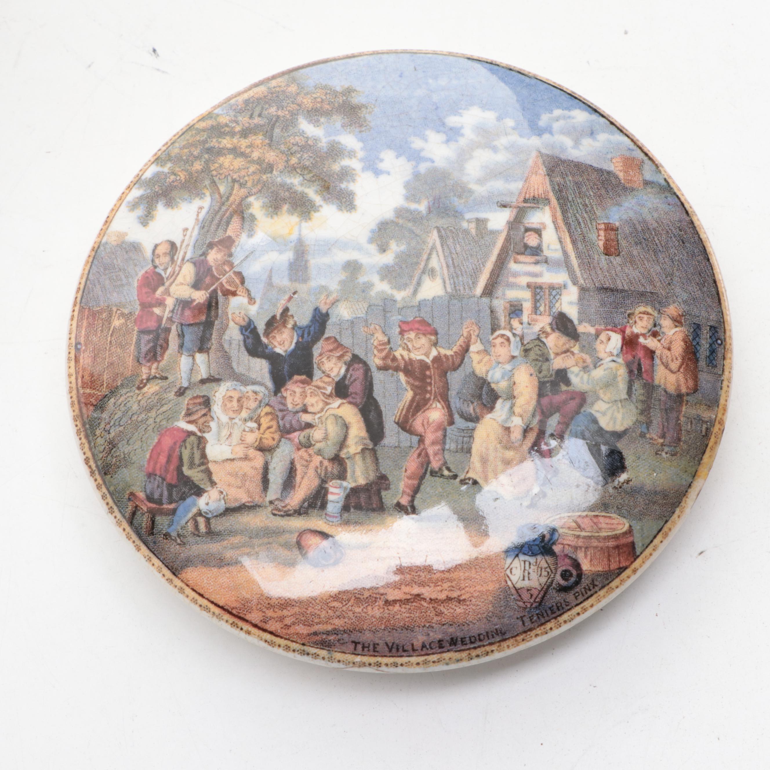 Prattware Pot Lids Depicting Pastoral Scenes, 19th Century