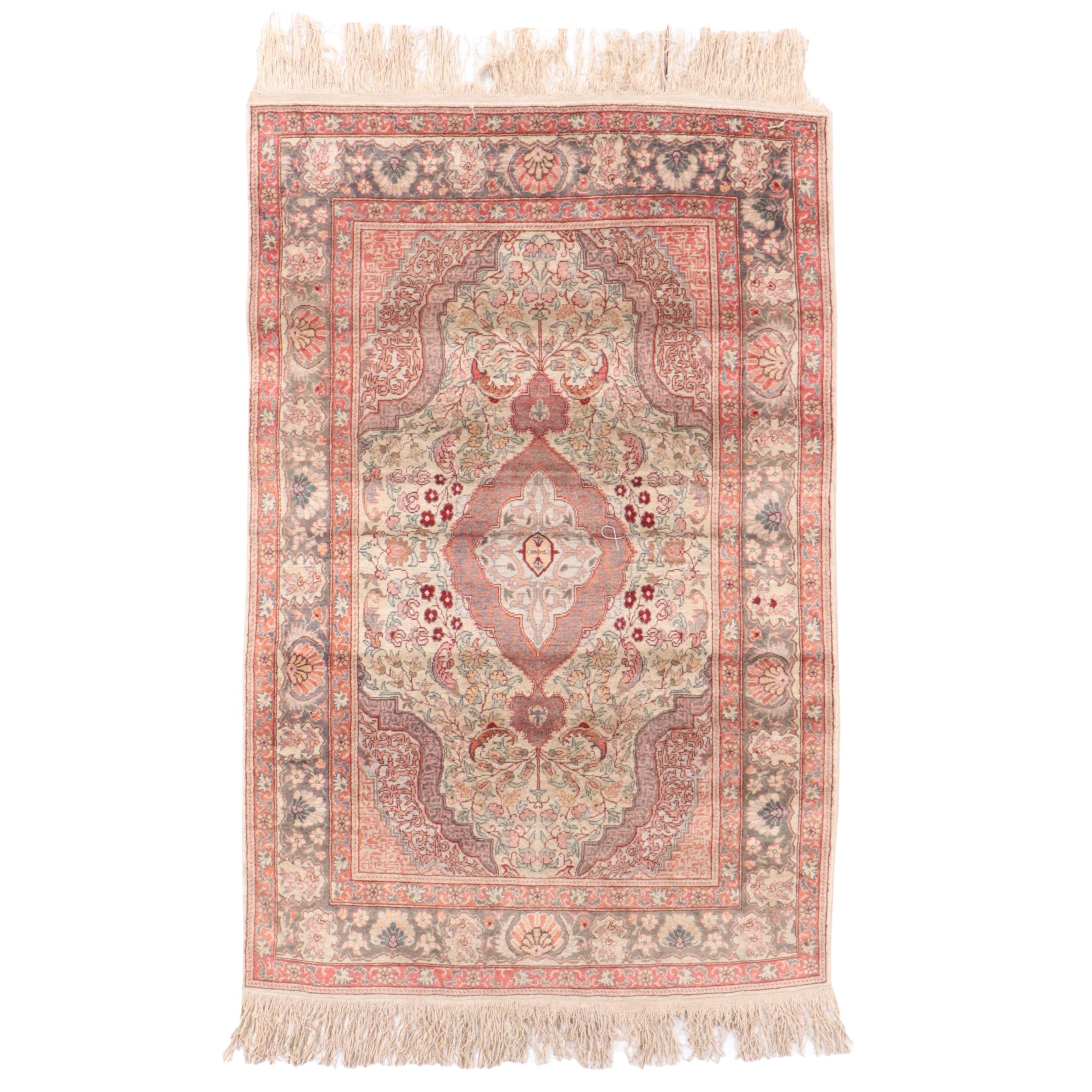3'1 x 5'4 Hand-Knotted Turkish Hereke Silk Area Rug