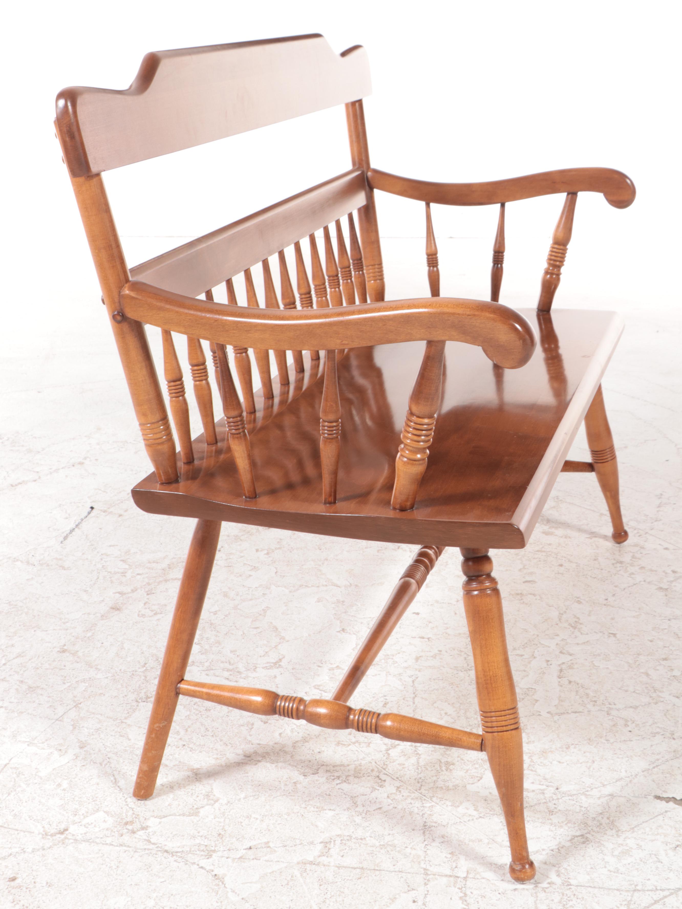 Ethan Allen Federal Style Maple Settee, Late 20th Century