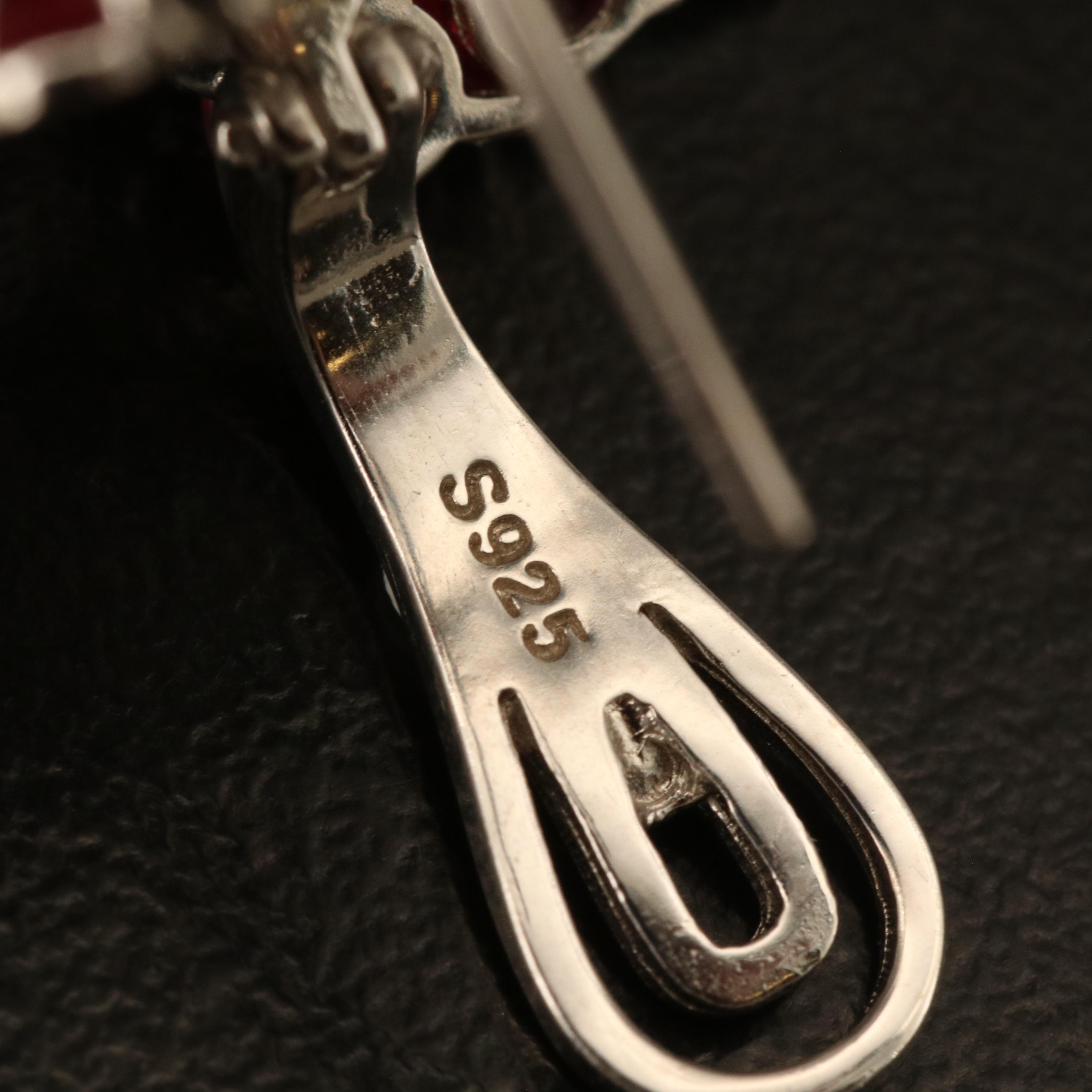 Sterling Opal, Corundum and Cubic Zirconia Earrings