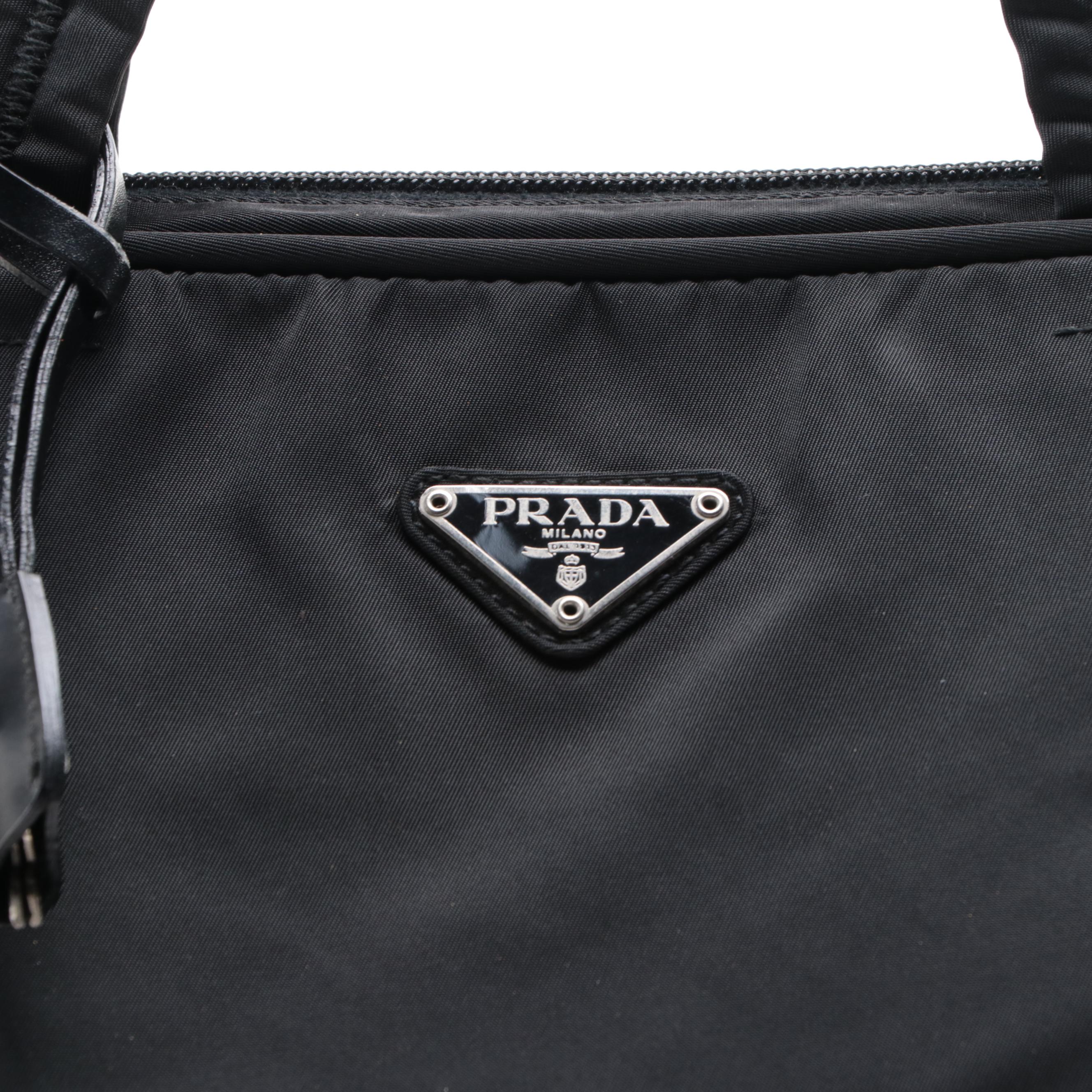 Prada Zip-Around Slim Briefcase/Lap Top Bag in Black Nylon Gabardine