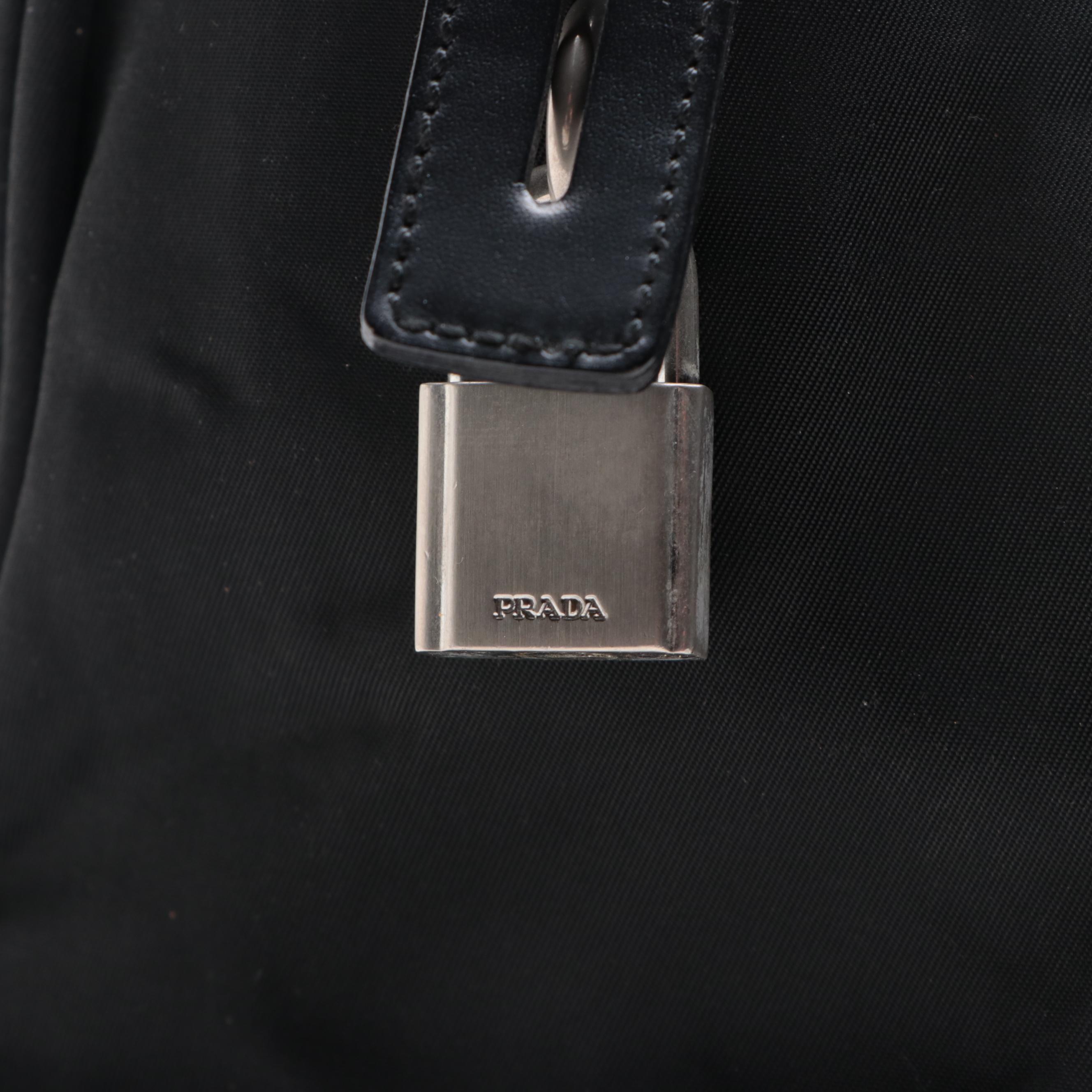 Prada Zip-Around Slim Briefcase/Lap Top Bag in Black Nylon Gabardine