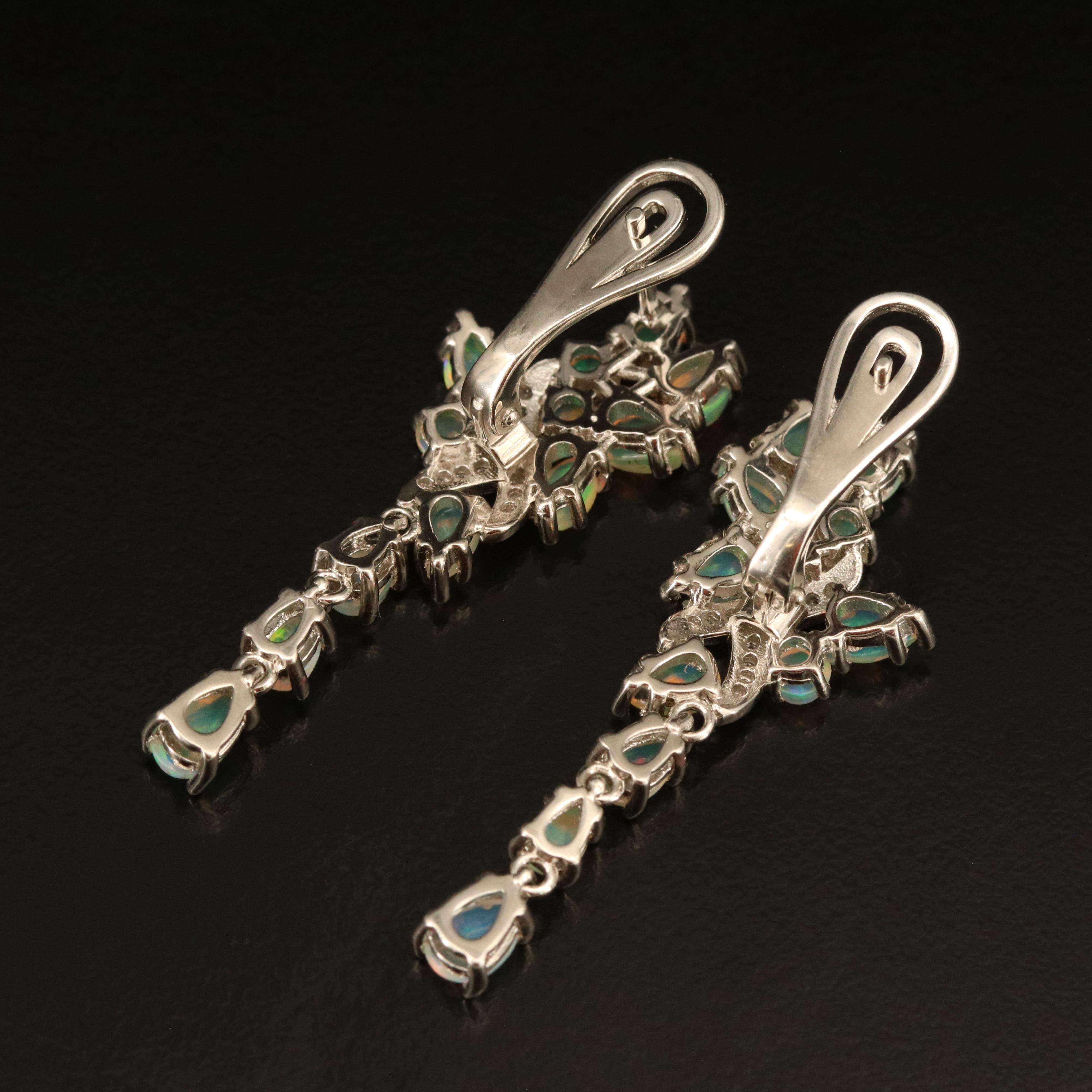 Sterling Opal and Cubic Zirconia Earrings