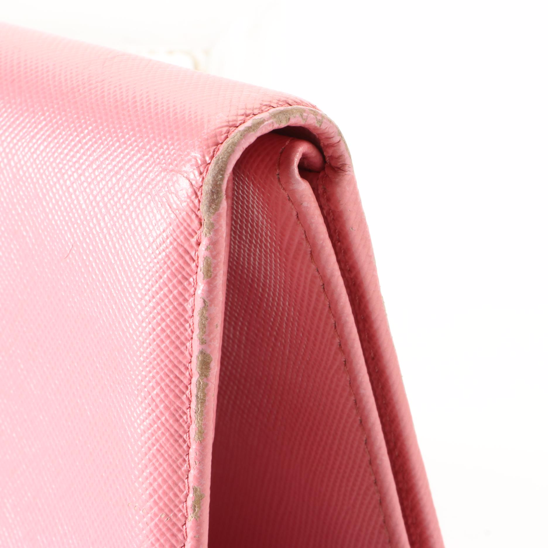 Prada Compact Wallet in Pink Saffiano Leather