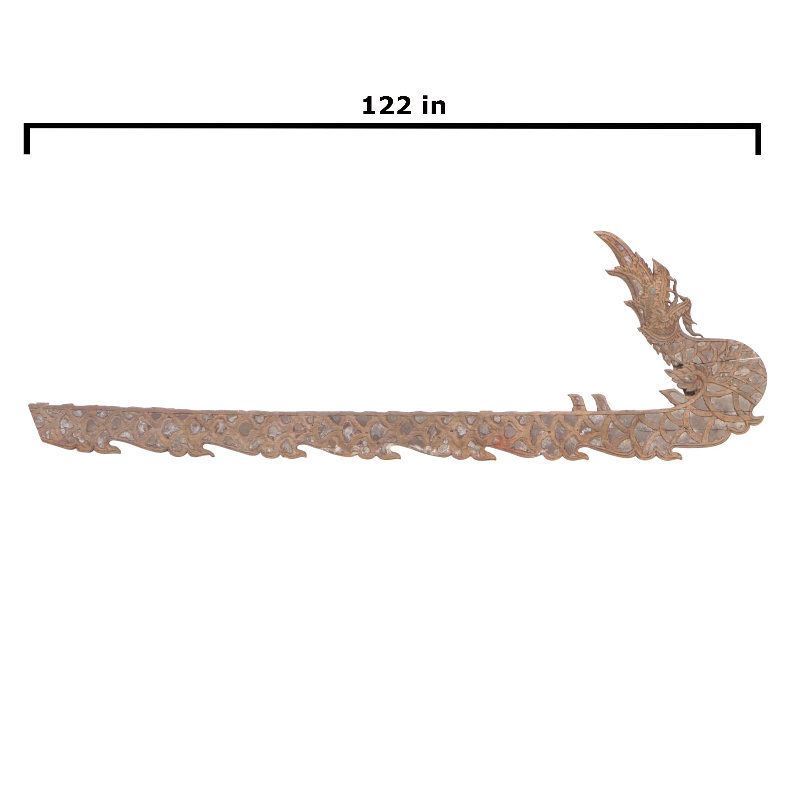 Chinese Large-Scale Wooden Dragon Temple Railing