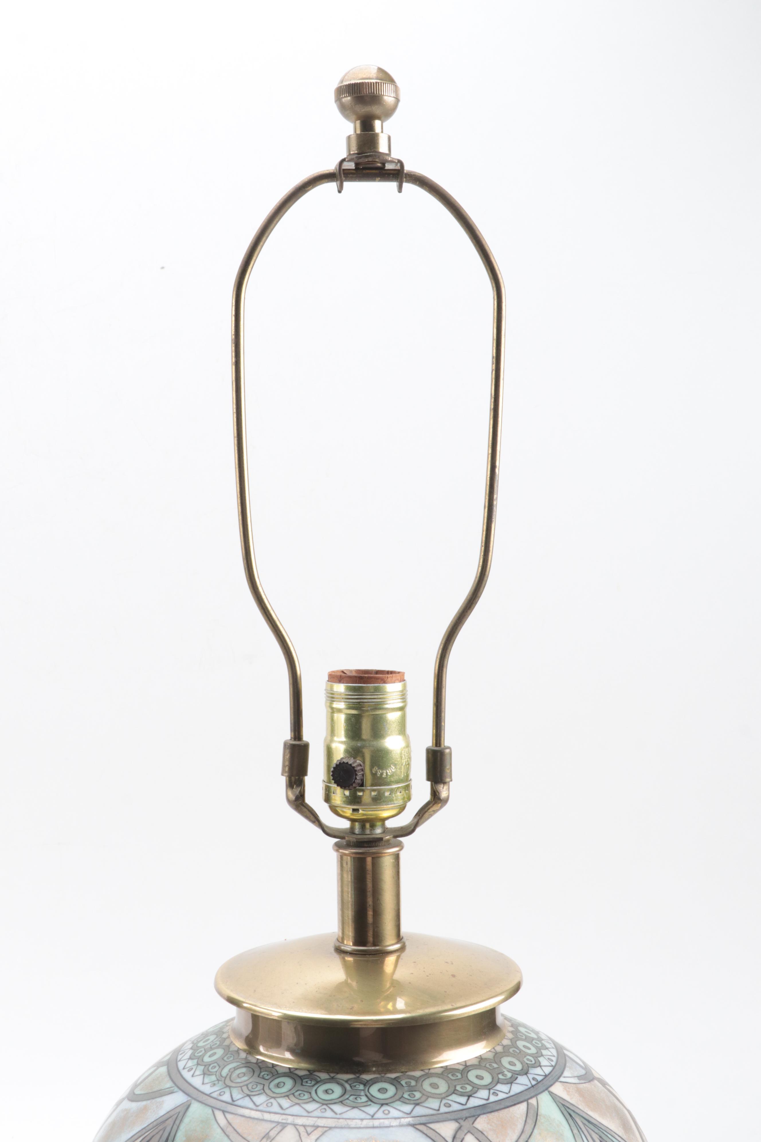 Frederick Cooper Deco Revival Ceramic and Gilt Metal Table Lamps, Late 20th C