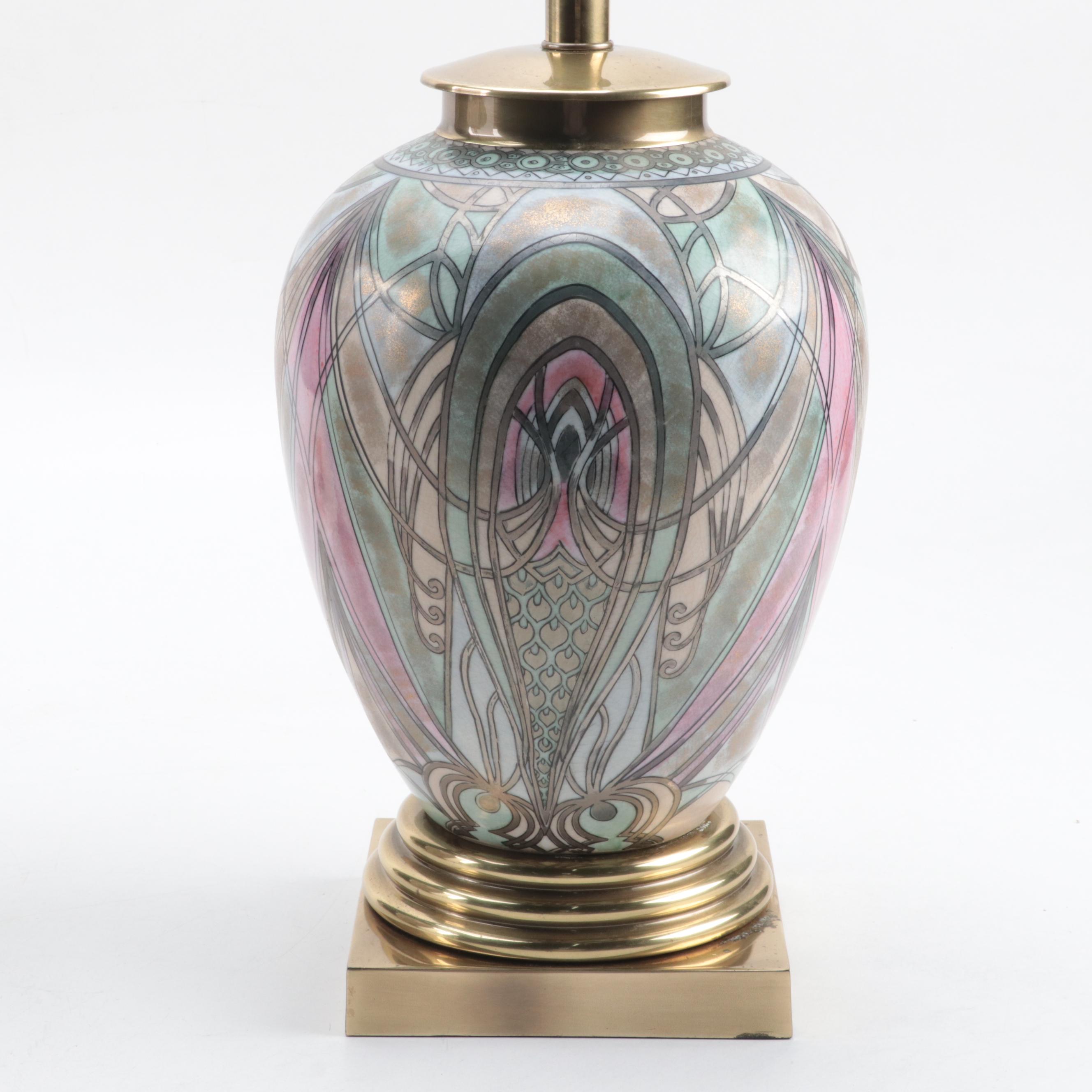 Frederick Cooper Deco Revival Ceramic and Gilt Metal Table Lamps, Late 20th C