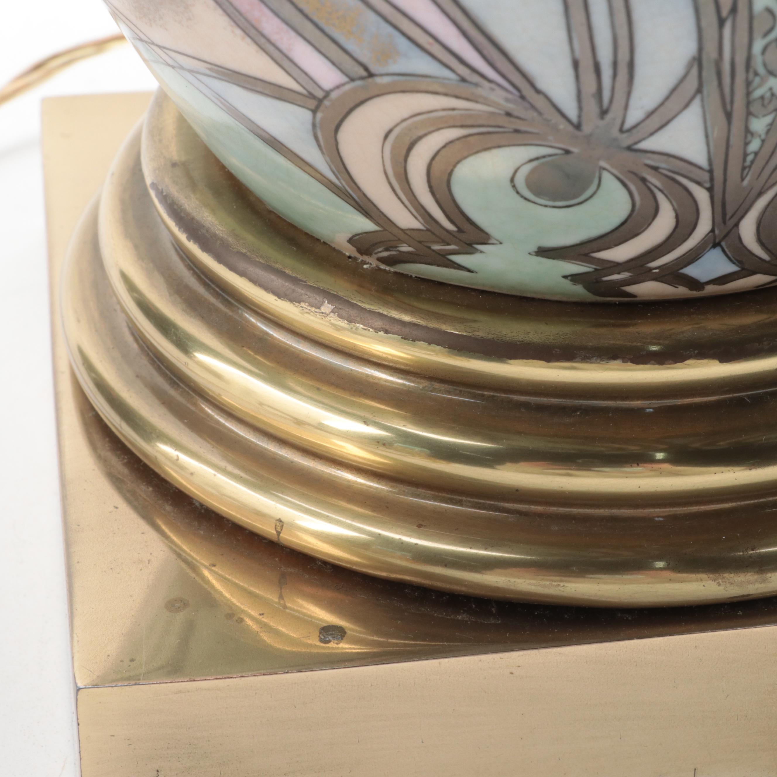 Frederick Cooper Deco Revival Ceramic and Gilt Metal Table Lamps, Late 20th C