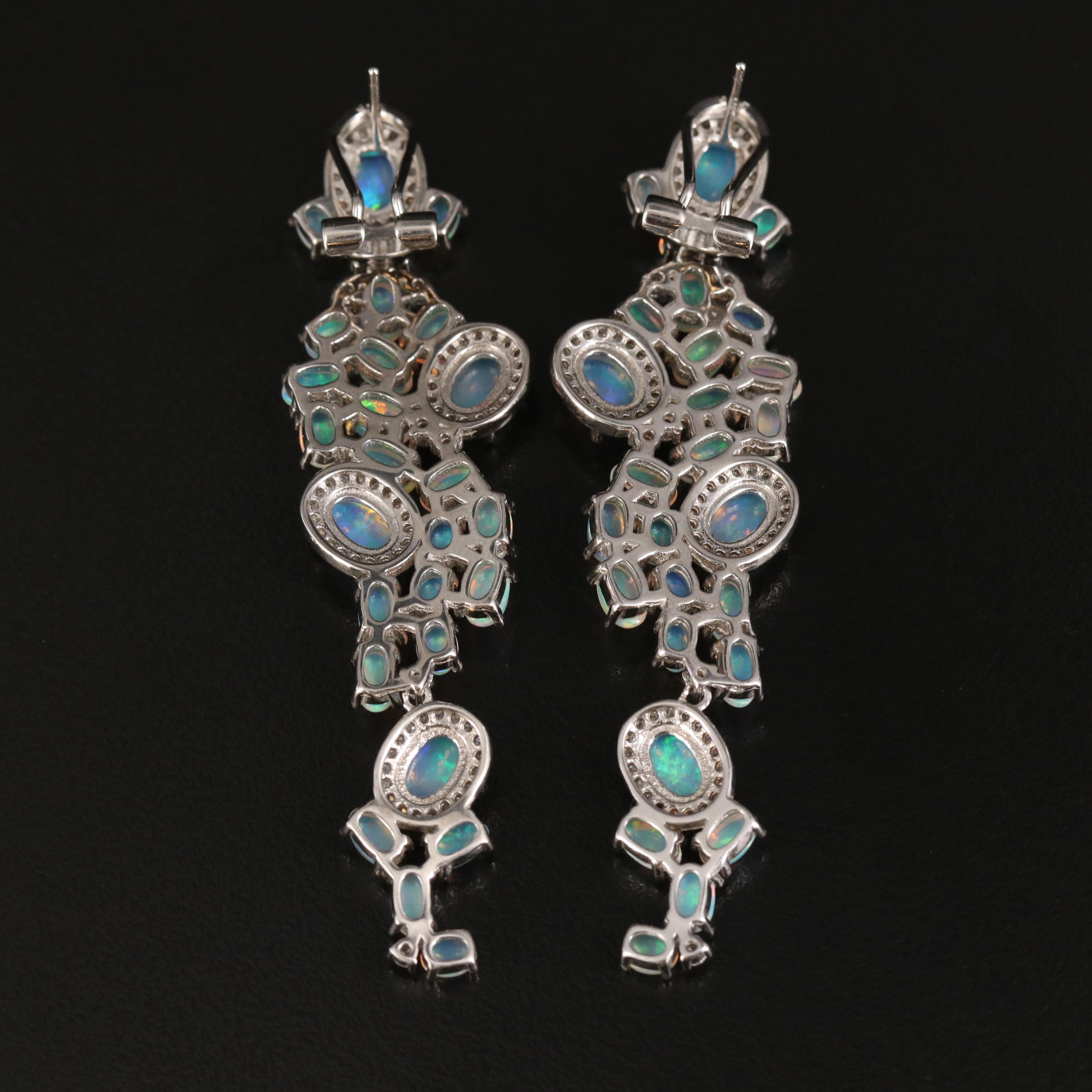 Sterling Opal and Cubic Zirconia Earrings