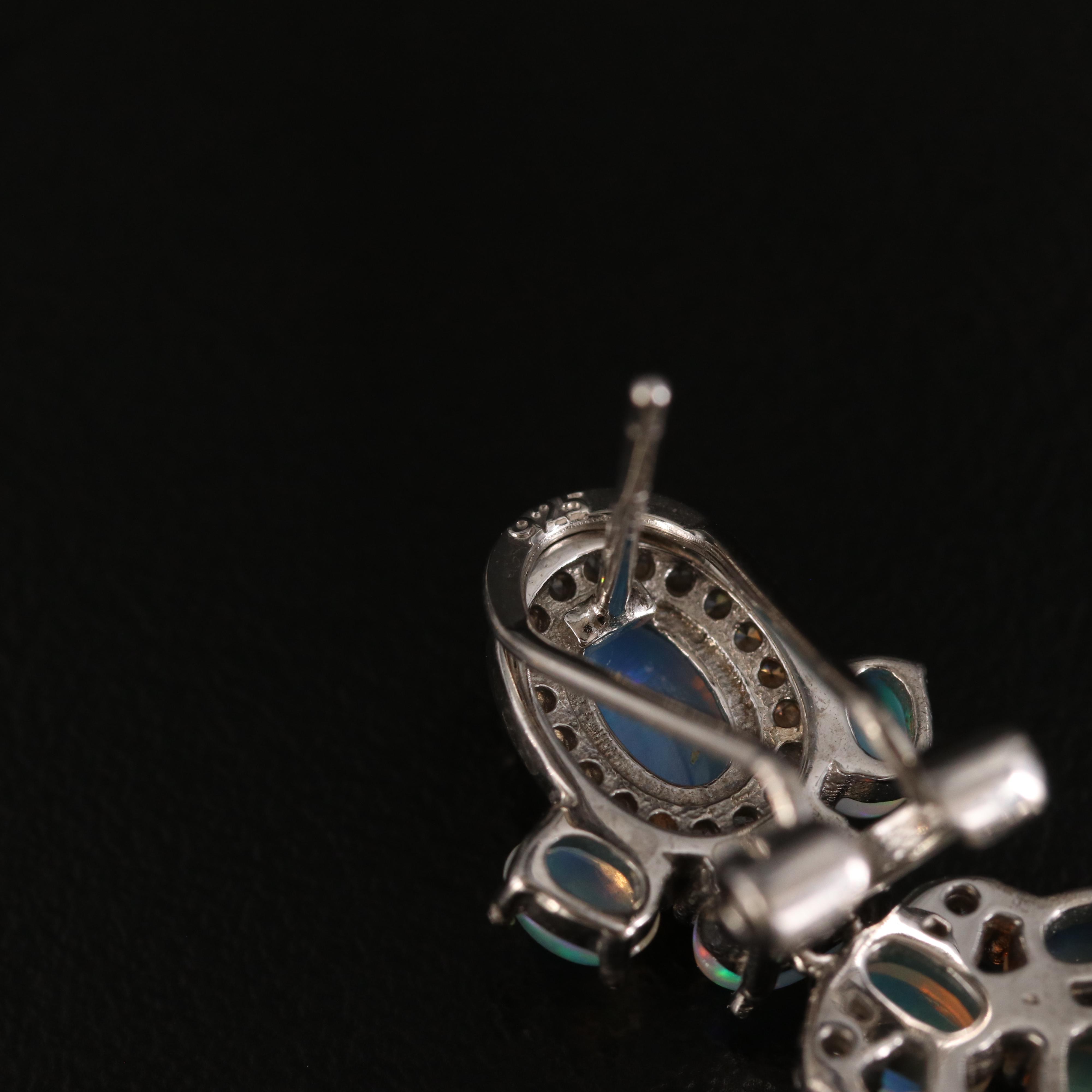 Sterling Opal and Cubic Zirconia Earrings